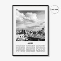 Oruro Print Black and White, Oruro Wall Art, Oruro Poster, Oruro Photo, Oruro Wall Décor, Oruro Map, Bolivia