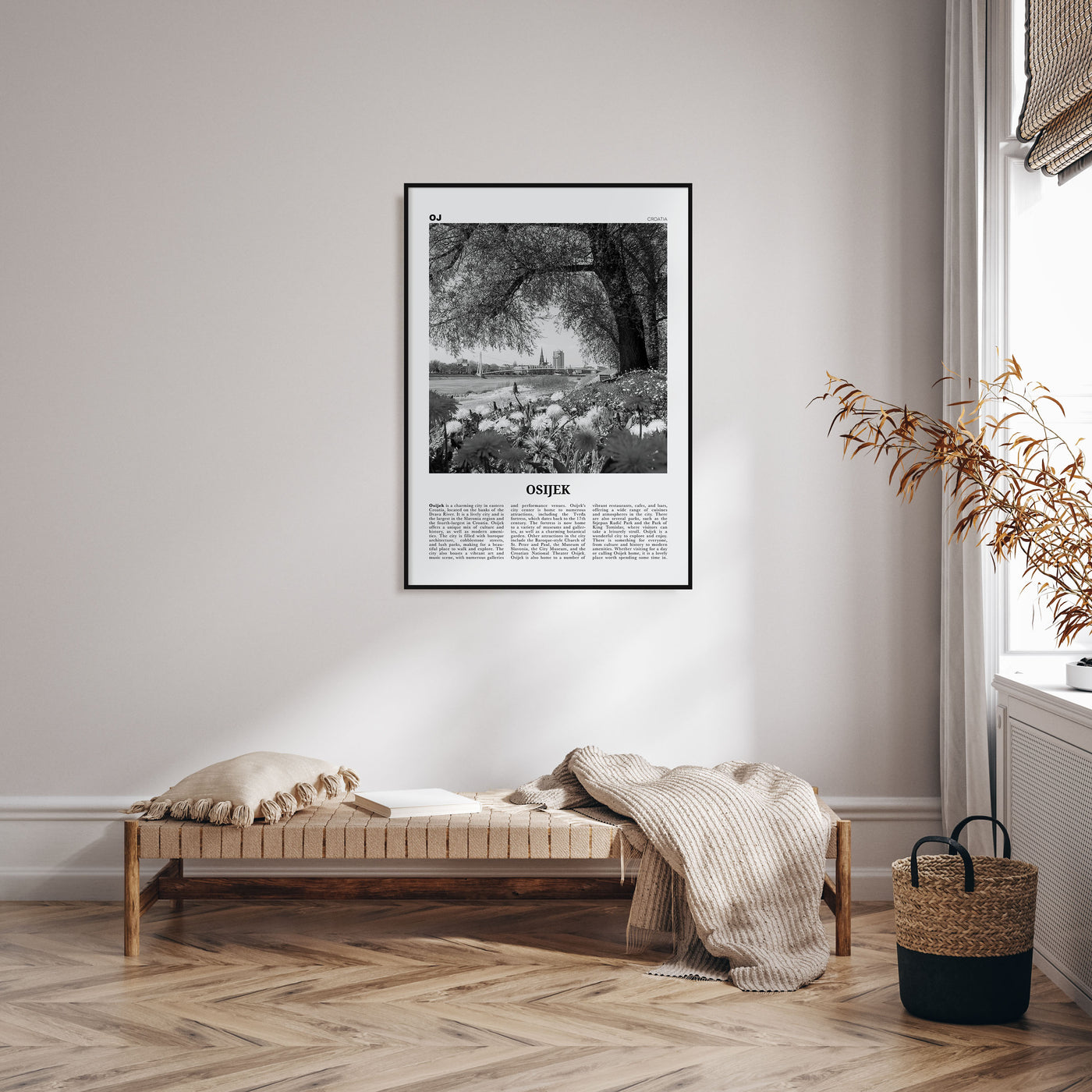 Osijek Travel B&W Poster