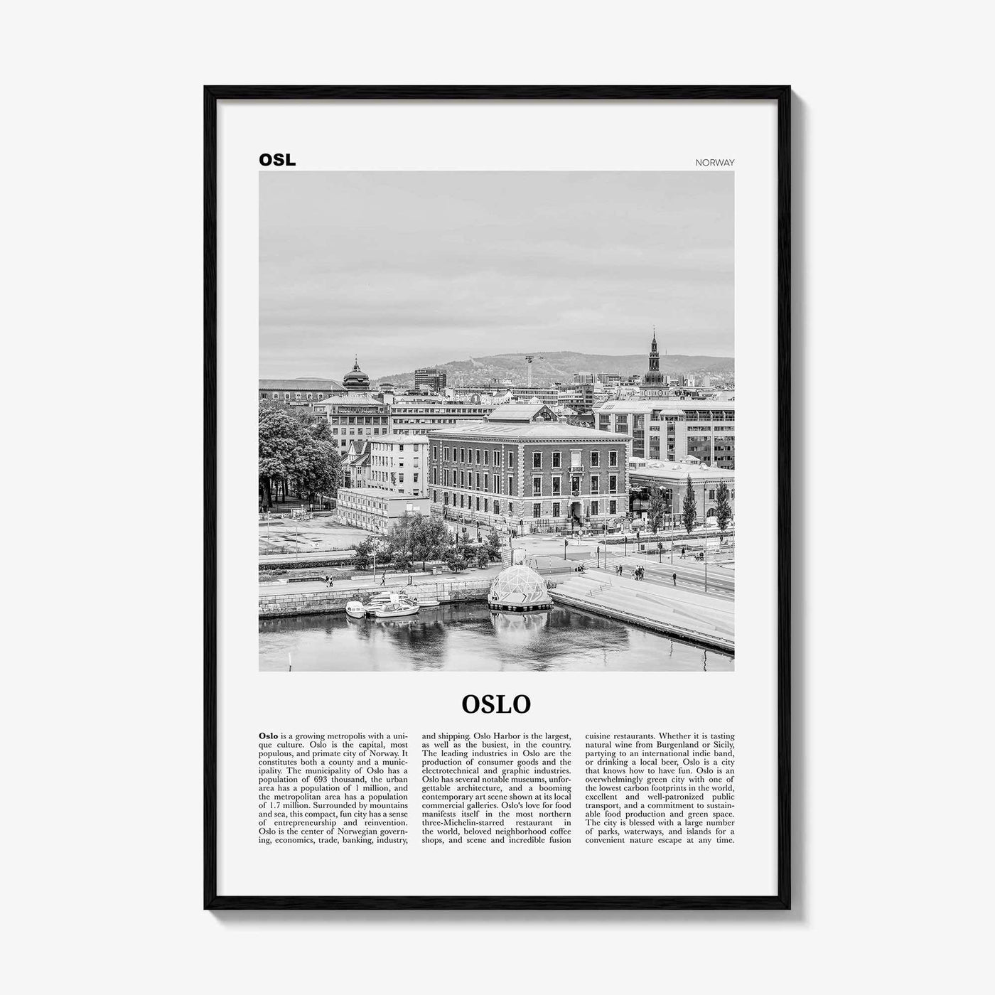 Oslo Print Black and White No 1, Oslo Wall Art, Oslo Poster, Oslo Photo, Oslo Wall Decor, City Art Print, Norge, Norway, Europe