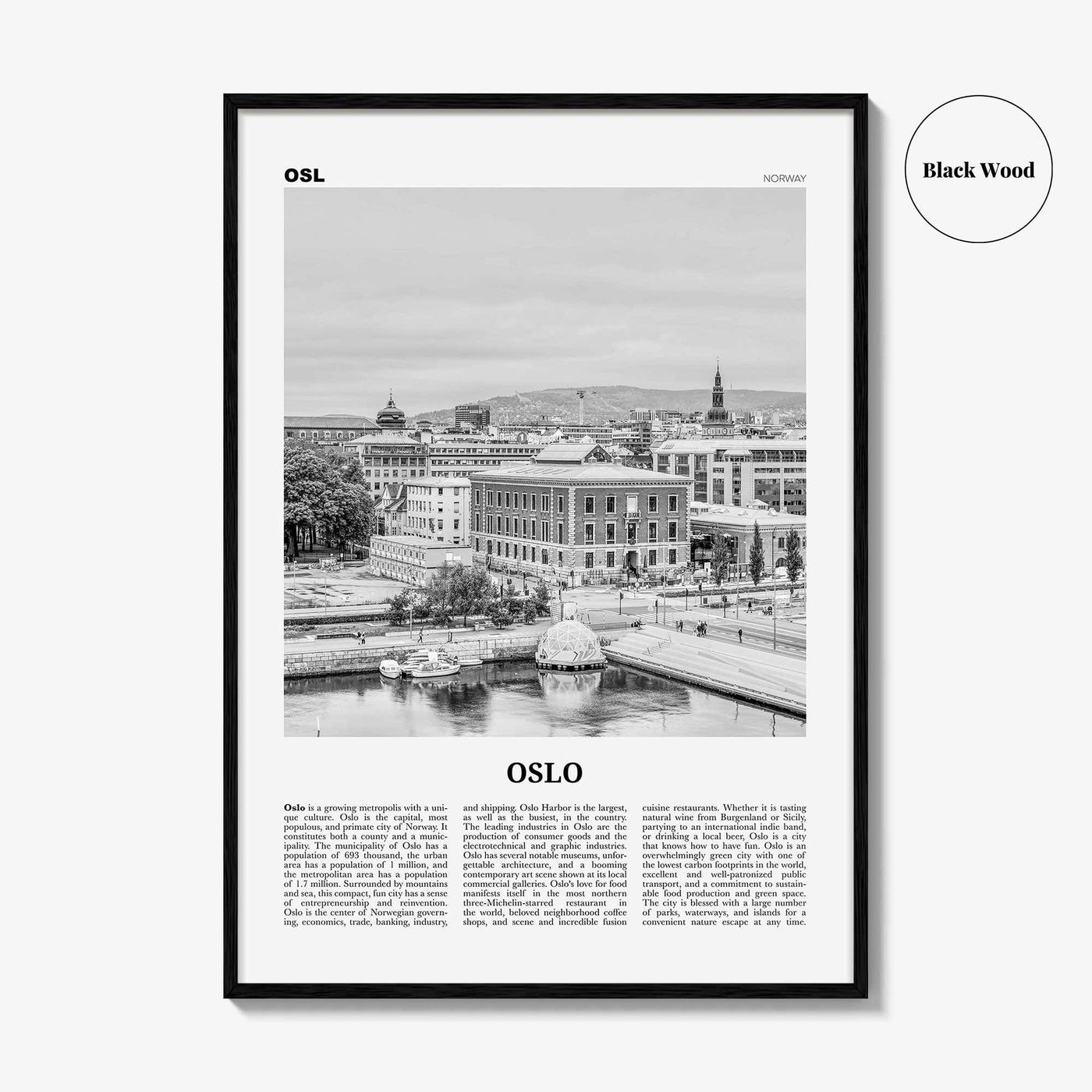 Oslo Print Black and White No 1, Oslo Wall Art, Oslo Poster, Oslo Photo, Oslo Wall Decor, City Art Print, Norge, Norway, Europe