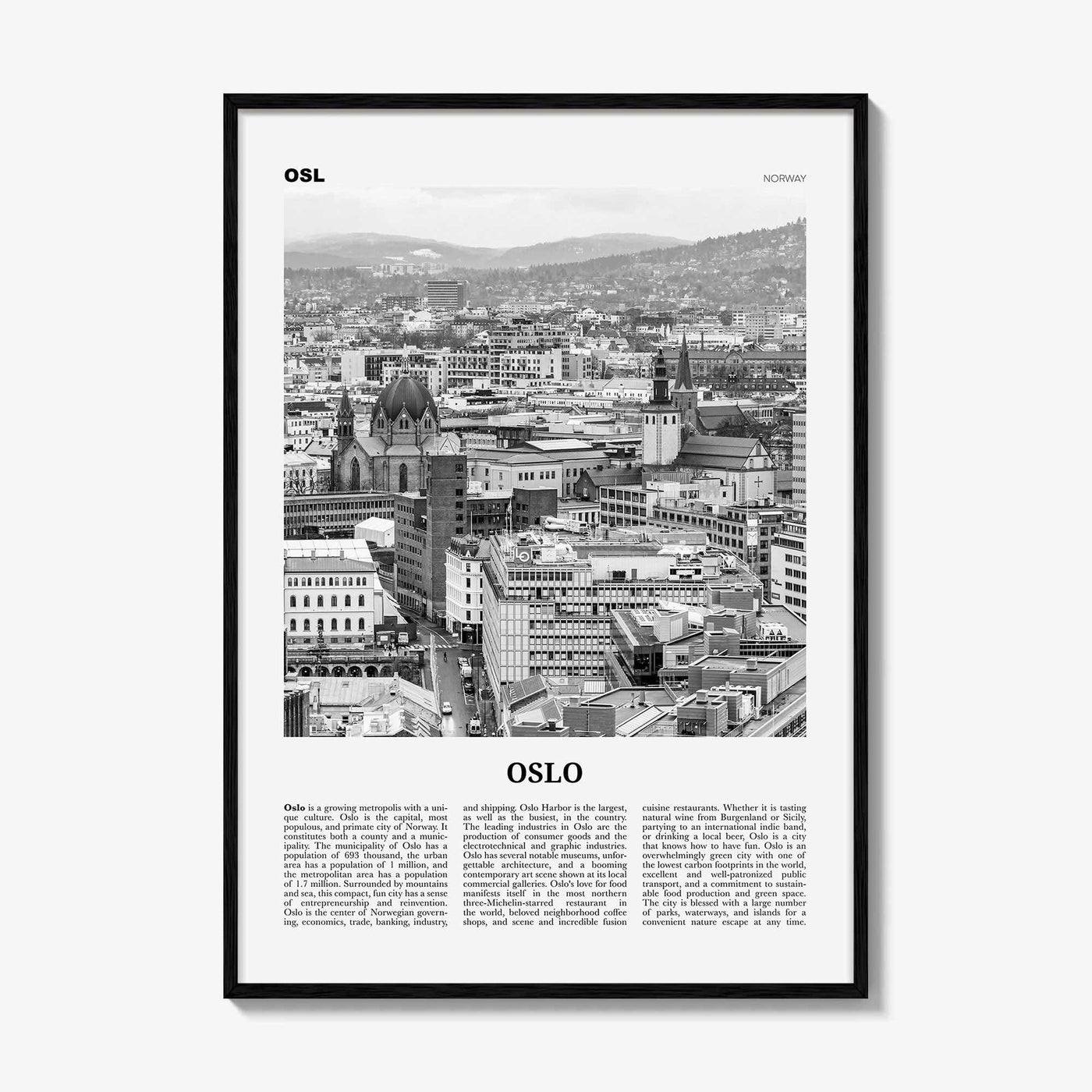 Oslo Print Black and White No 2, Oslo Wall Art, Oslo Poster, Oslo Photo, Oslo Wall Decor, City Art Print, Norge, Norway, Europe