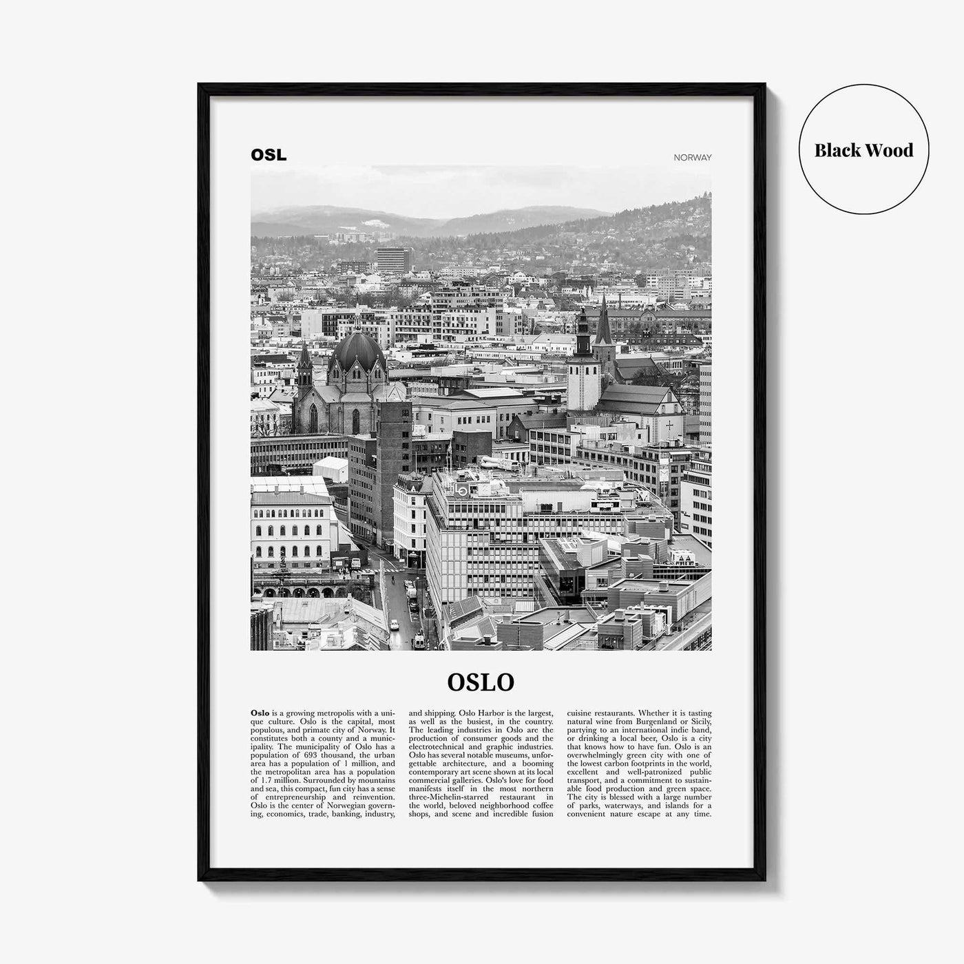 Oslo Print Black and White No 2, Oslo Wall Art, Oslo Poster, Oslo Photo, Oslo Wall Decor, City Art Print, Norge, Norway, Europe