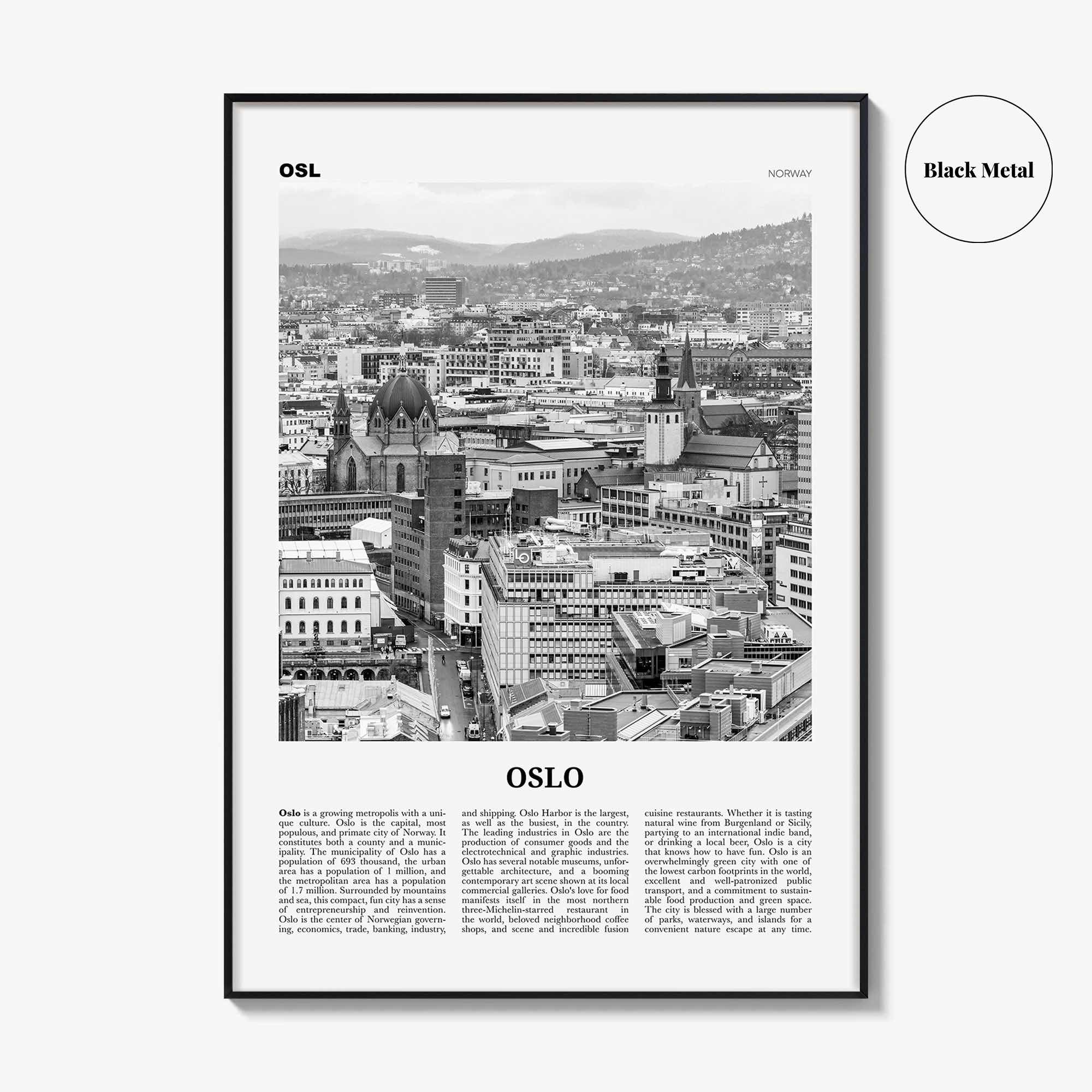 Oslo Print Black and White No 2, Oslo Wall Art, Oslo Poster, Oslo Photo, Oslo Wall Decor, City Art Print, Norge, Norway, Europe