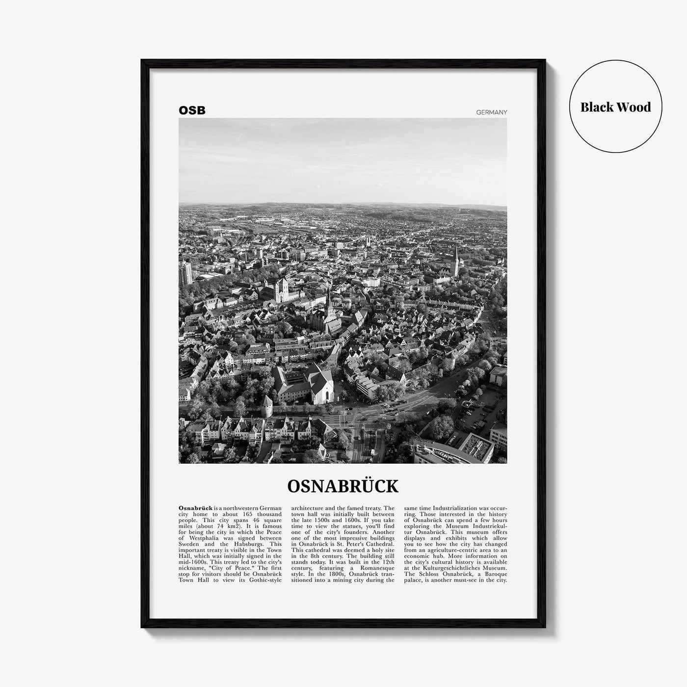 Osnabruck Print Black and White, Osnabrück Wall Art, Osnabrück Poster, Osnabrück Photo, Osnabrück Wall Décor, Osnabrück Map, Germany