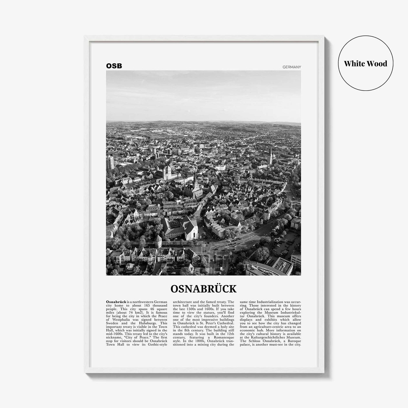 Osnabruck Print Black and White, Osnabrück Wall Art, Osnabrück Poster, Osnabrück Photo, Osnabrück Wall Décor, Osnabrück Map, Germany