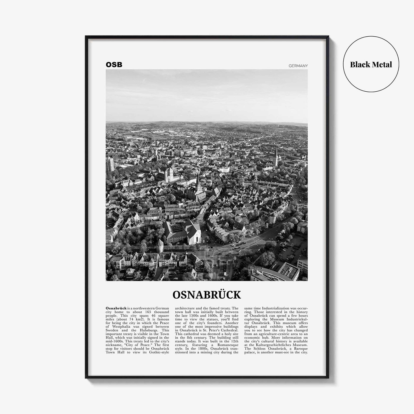 Osnabruck Print Black and White, Osnabrück Wall Art, Osnabrück Poster, Osnabrück Photo, Osnabrück Wall Décor, Osnabrück Map, Germany