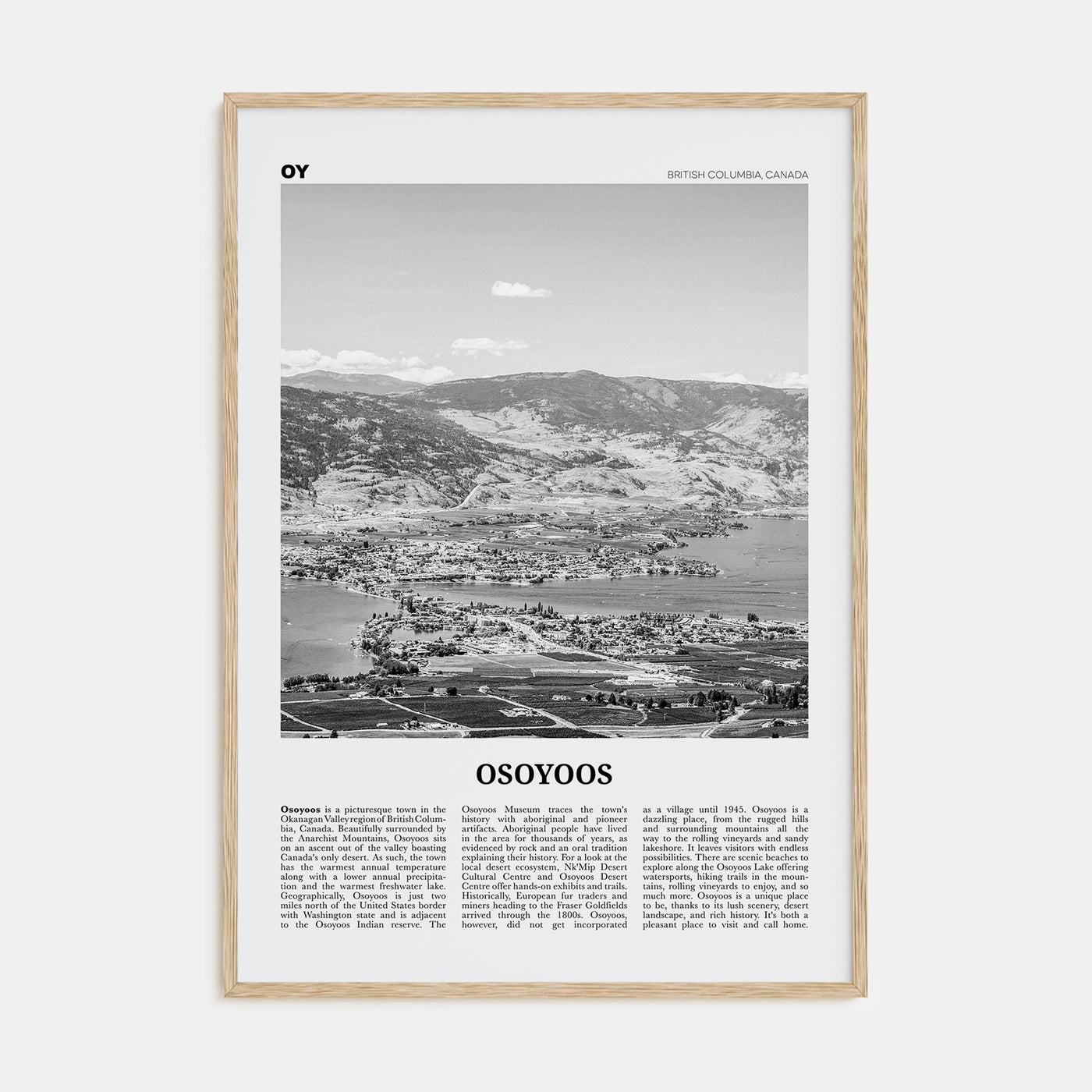 Osoyoos Travel B&W Poster