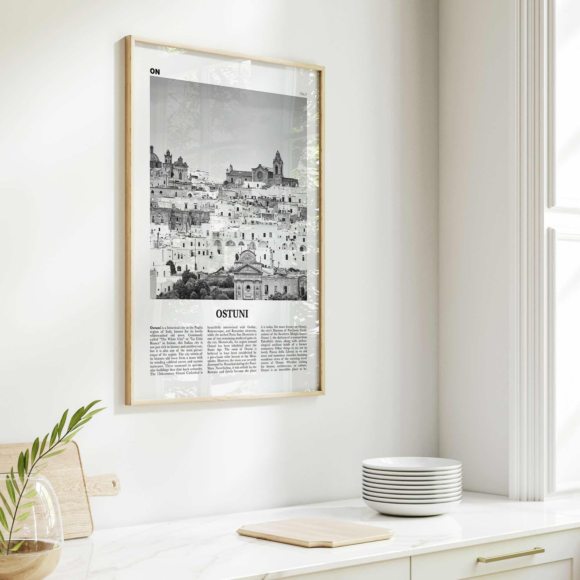 Ostuni Print Black and White, Ostuni Wall Art, Ostuni Poster, Ostuni Photo, Ostuni Wall Décor, Ostuni Map, Italy, Puglia