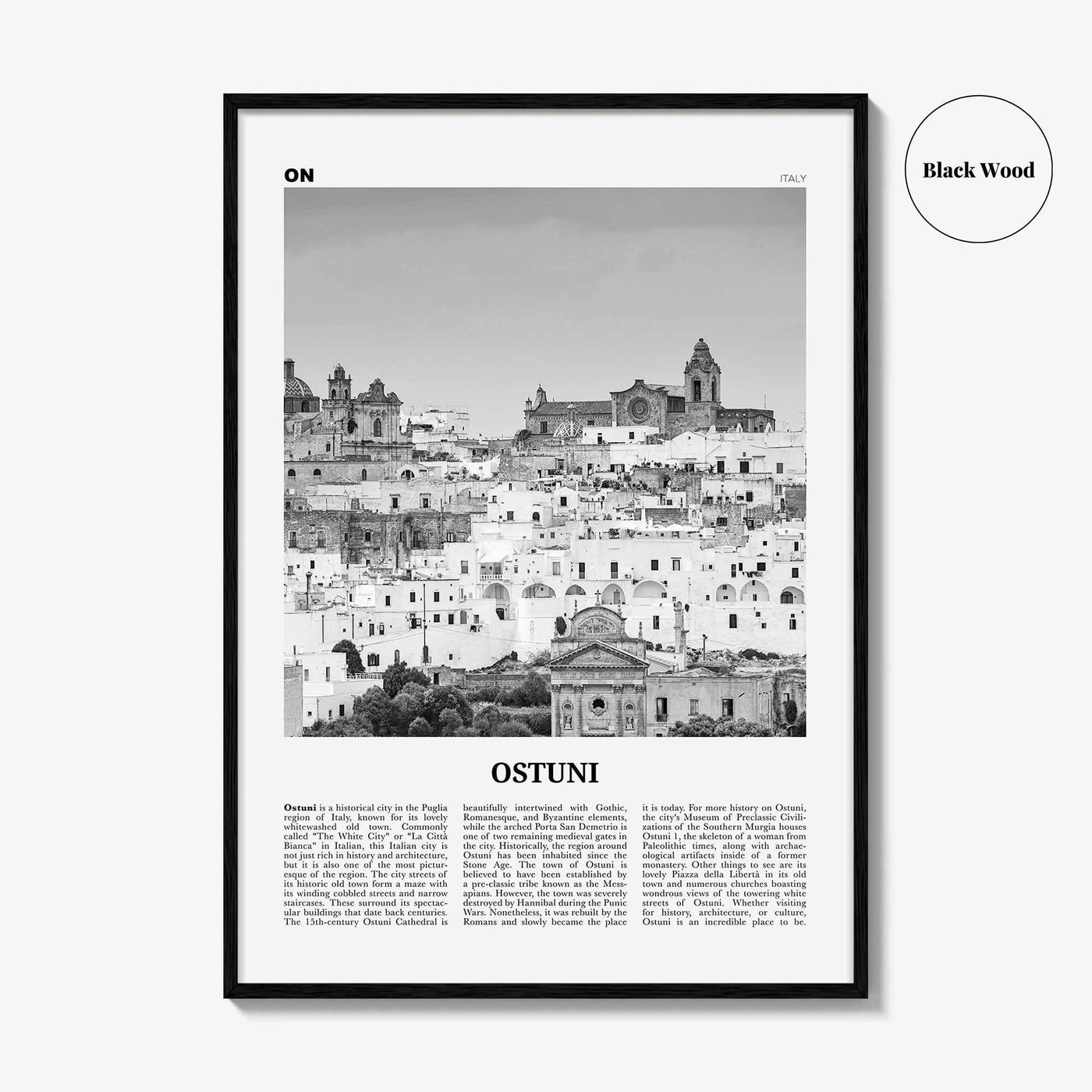 Ostuni Print Black and White, Ostuni Wall Art, Ostuni Poster, Ostuni Photo, Ostuni Wall Décor, Ostuni Map, Italy, Puglia