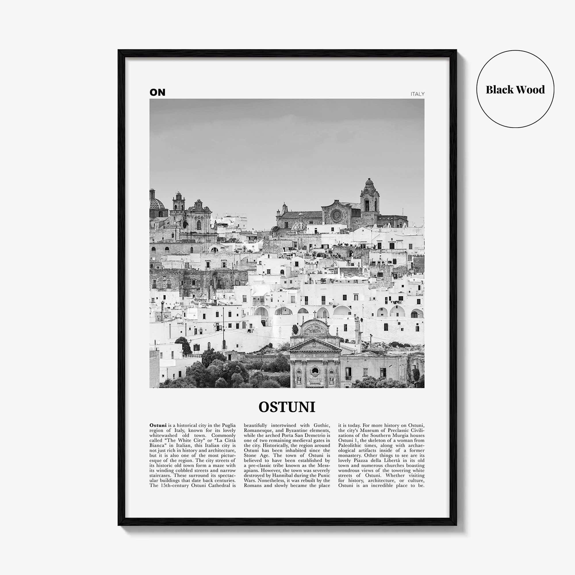 Ostuni Print Black and White, Ostuni Wall Art, Ostuni Poster, Ostuni Photo, Ostuni Wall Décor, Ostuni Map, Italy, Puglia
