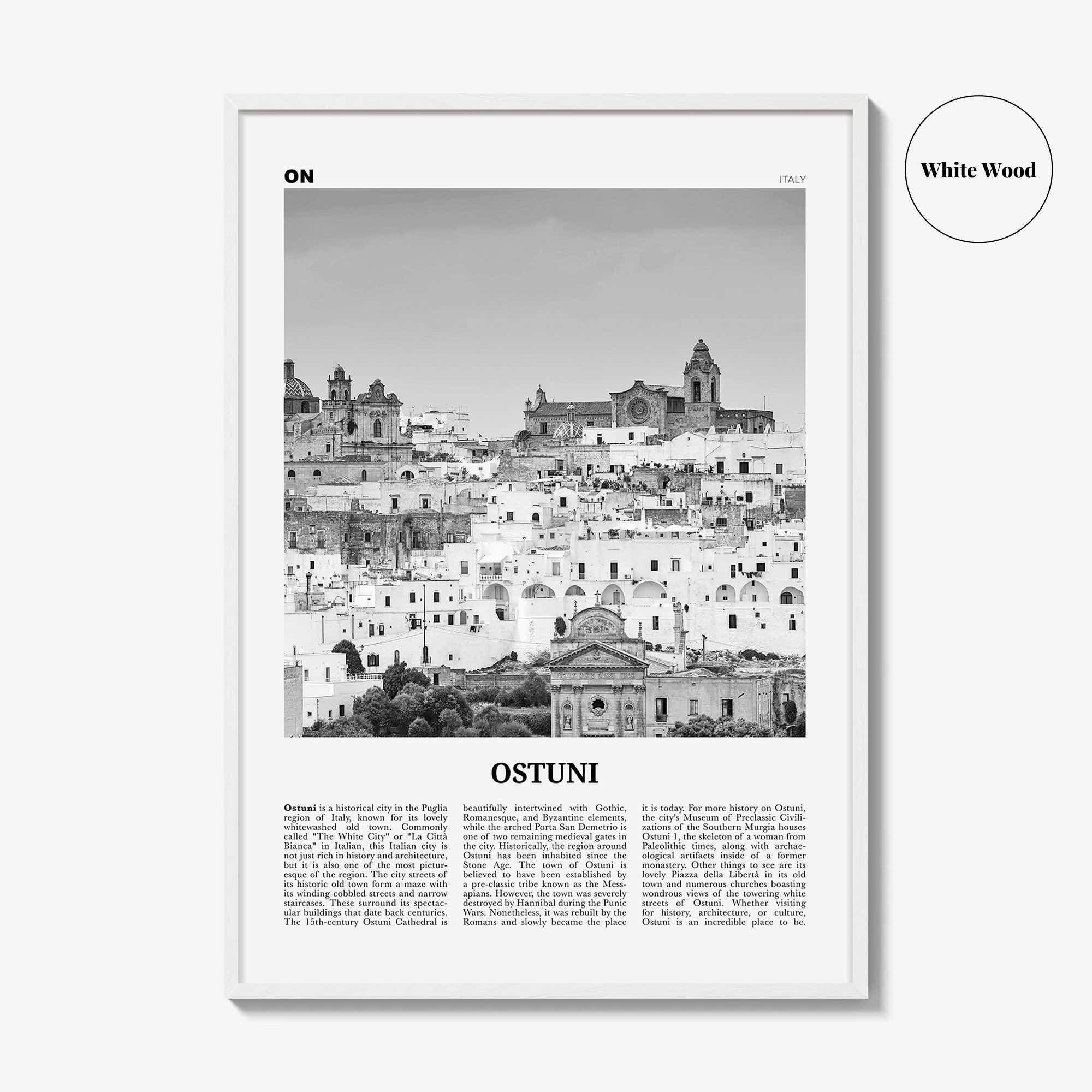 Ostuni Print Black and White, Ostuni Wall Art, Ostuni Poster, Ostuni Photo, Ostuni Wall Décor, Ostuni Map, Italy, Puglia