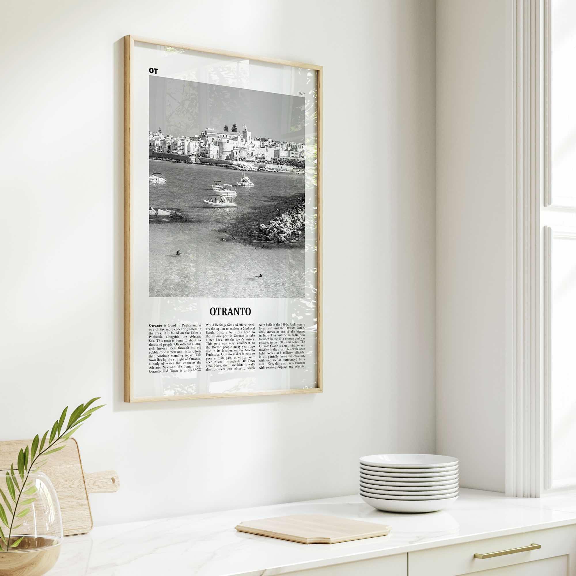 Otranto Print Black and White, Otranto Wall Art, Otranto Poster, Otranto Photo, Otranto Wall Décor, Otranto Map, Italy