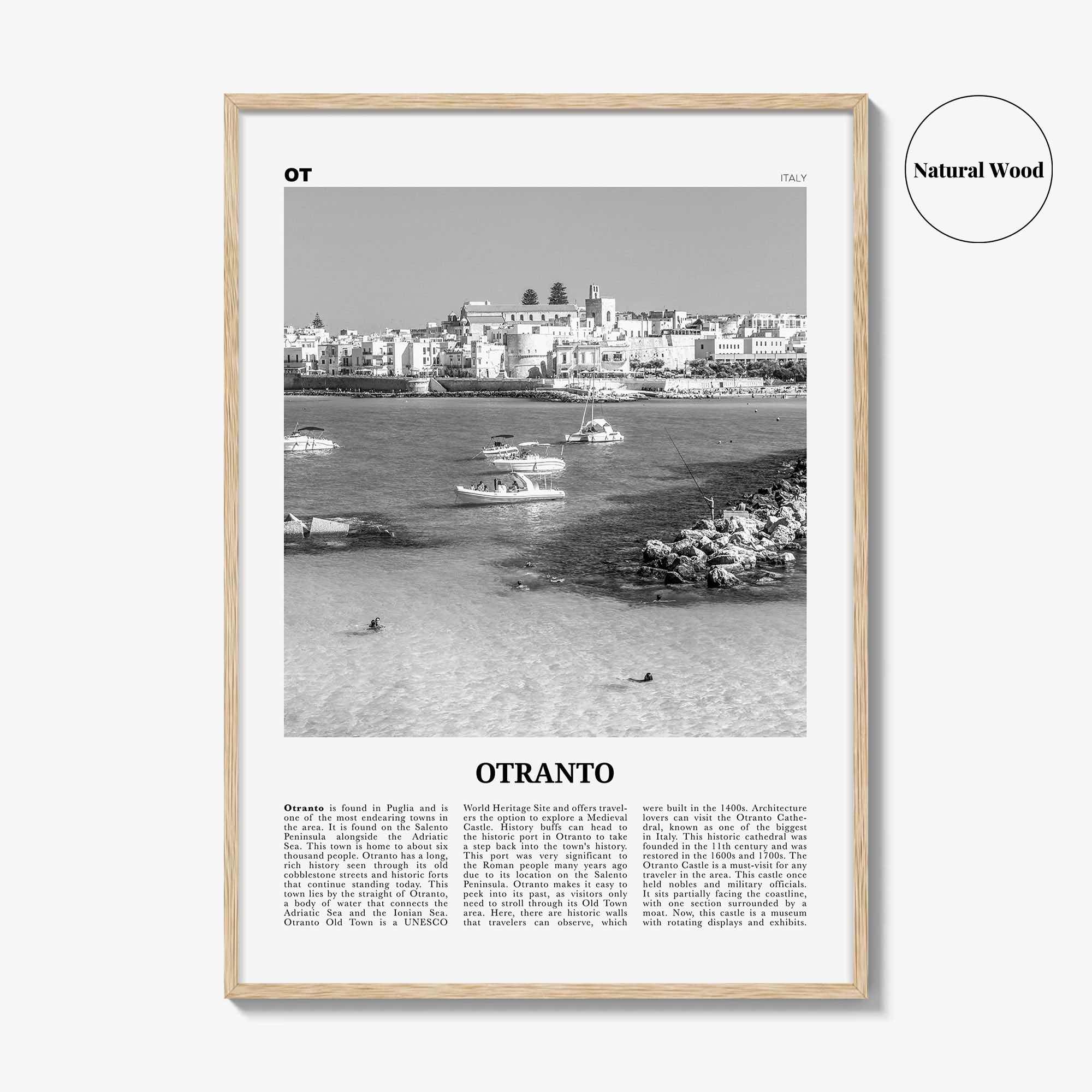 Otranto Print Black and White, Otranto Wall Art, Otranto Poster, Otranto Photo, Otranto Wall Décor, Otranto Map, Italy