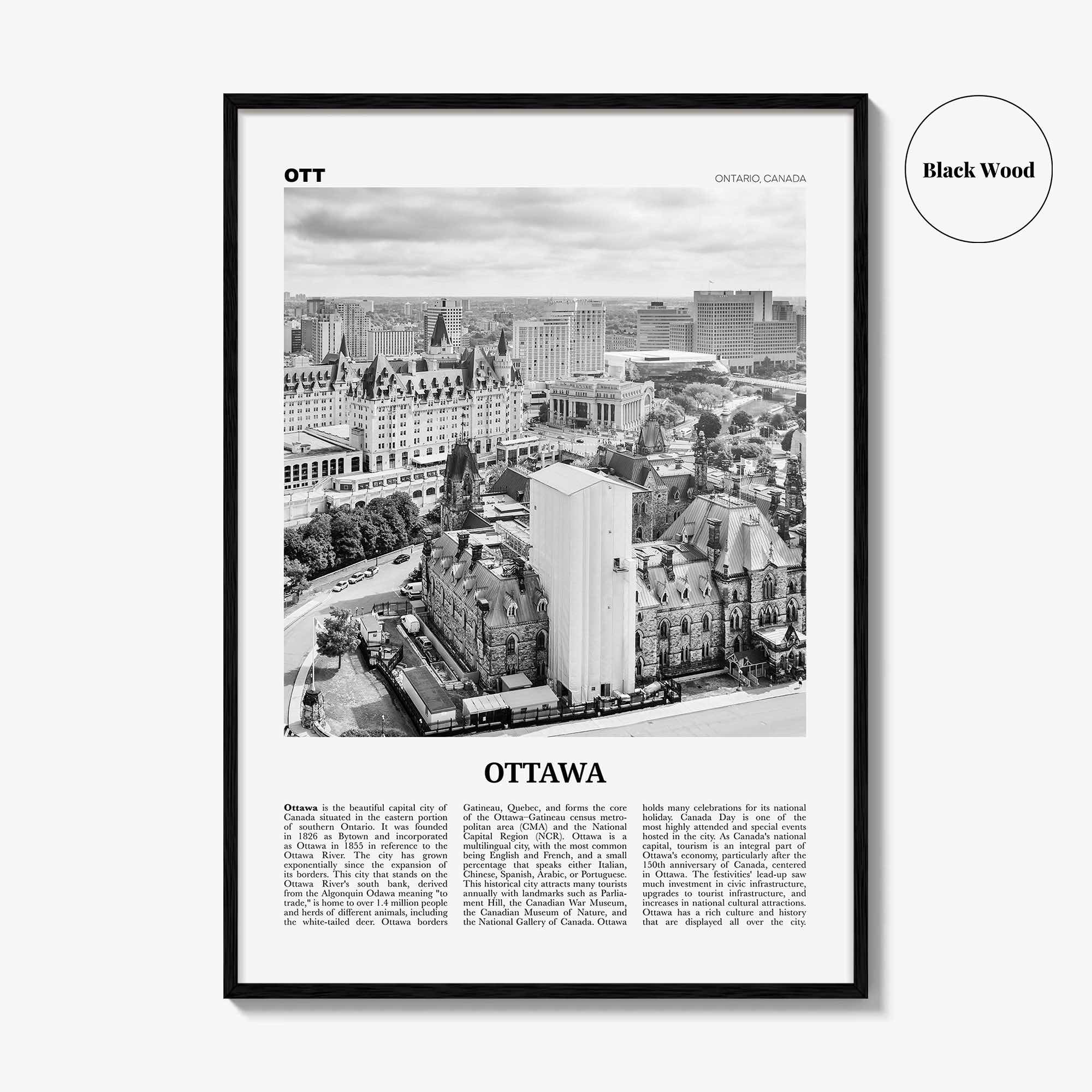 Ottawa Print Black and White No 2, Ottawa Wall Art, Ottawa Poster, Ottawa Photo, Ottawa Wall Décor, Ontario, Canada, Gatineau, Quebec