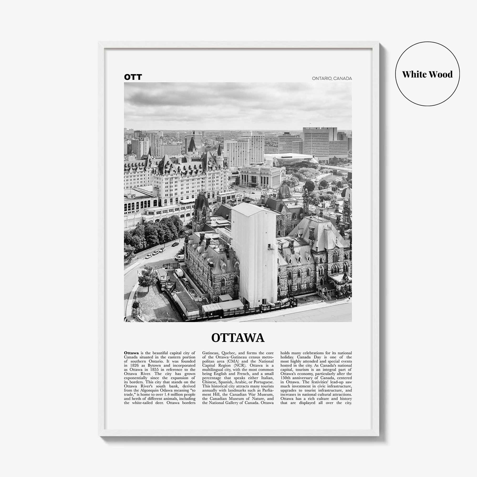 Ottawa Print Black and White No 2, Ottawa Wall Art, Ottawa Poster, Ottawa Photo, Ottawa Wall Décor, Ontario, Canada, Gatineau, Quebec