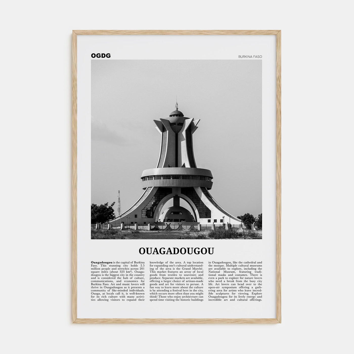 Ouagadougou Travel B&W Poster