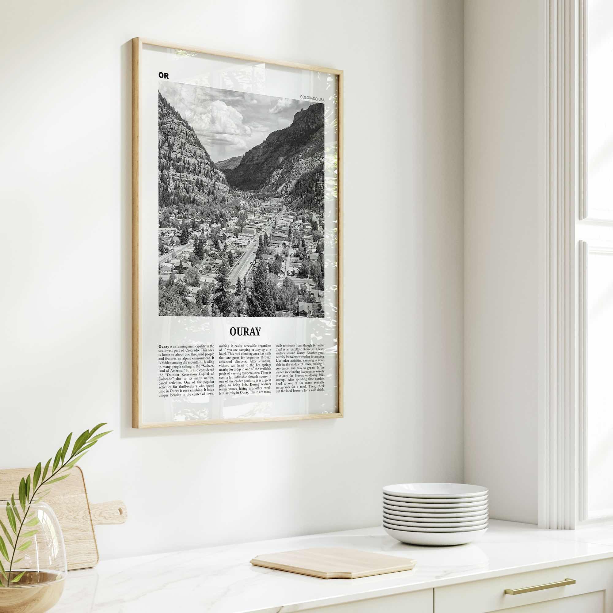 Ouray Print Black and White, Ouray Wall Art, Ouray Poster, Ouray Photo, Ouray Wall Décor, Ouray Map, Colorado, USA