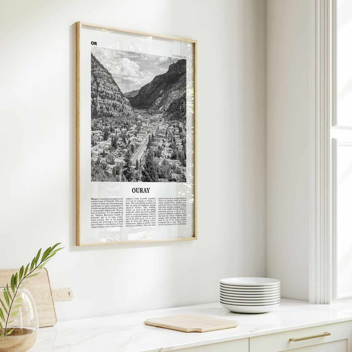 Ouray Print Black and White, Ouray Wall Art, Ouray Poster, Ouray Photo, Ouray Wall Décor, Ouray Map, Colorado, USA