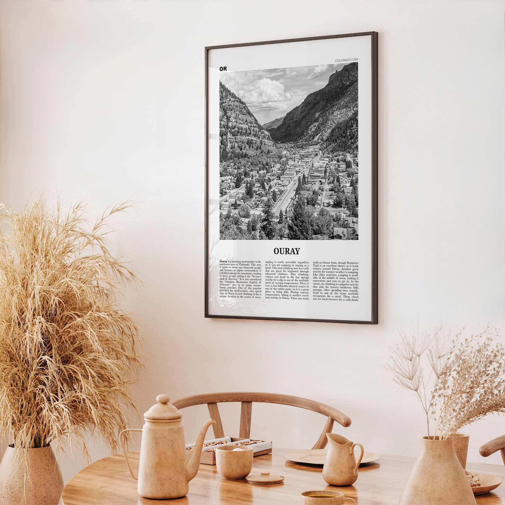Ouray Print Black and White, Ouray Wall Art, Ouray Poster, Ouray Photo, Ouray Wall Décor, Ouray Map, Colorado, USA