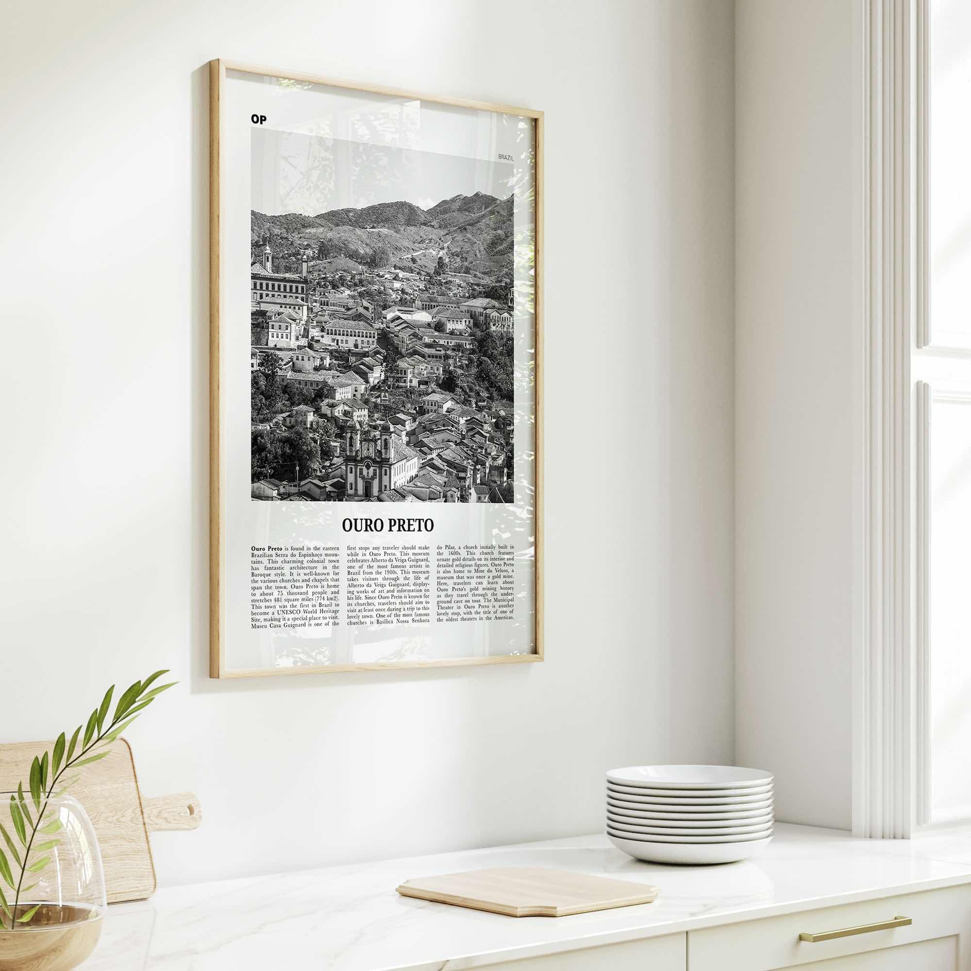 Ouro Preto Print Black and White, Ouro Preto Wall Art, Ouro Preto Poster, Ouro Preto Photo, Ouro Preto Wall Décor, Ouro Preto Map, Brazil