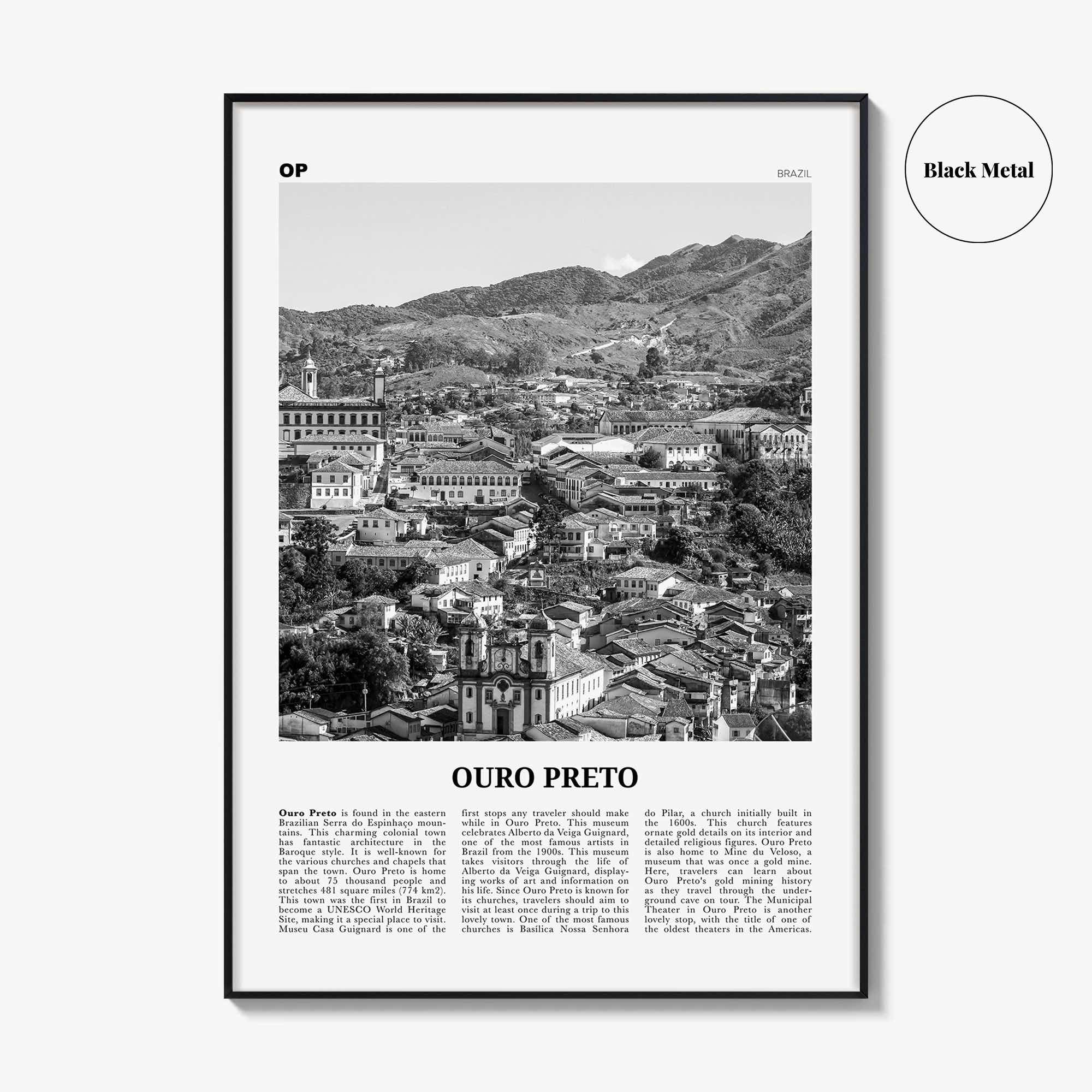 Ouro Preto Print Black and White, Ouro Preto Wall Art, Ouro Preto Poster, Ouro Preto Photo, Ouro Preto Wall Décor, Ouro Preto Map, Brazil
