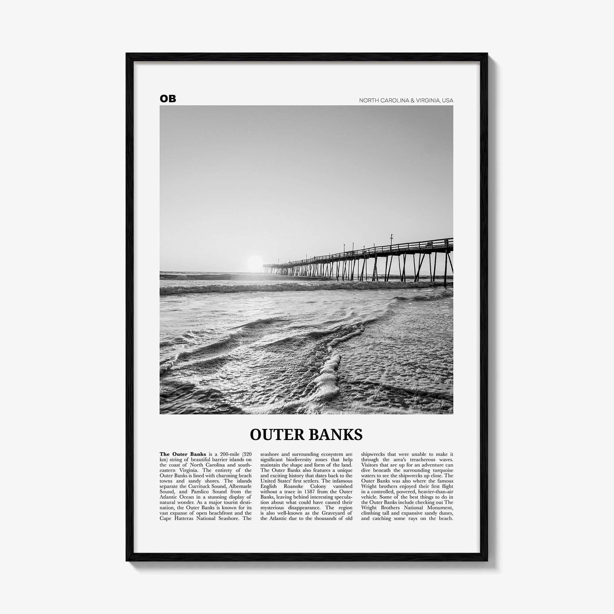 Outer Banks Print Black and White, Outer Banks Wall Art, Outer Banks Poster, Outer Banks Photo, North Carolina, USA, United States