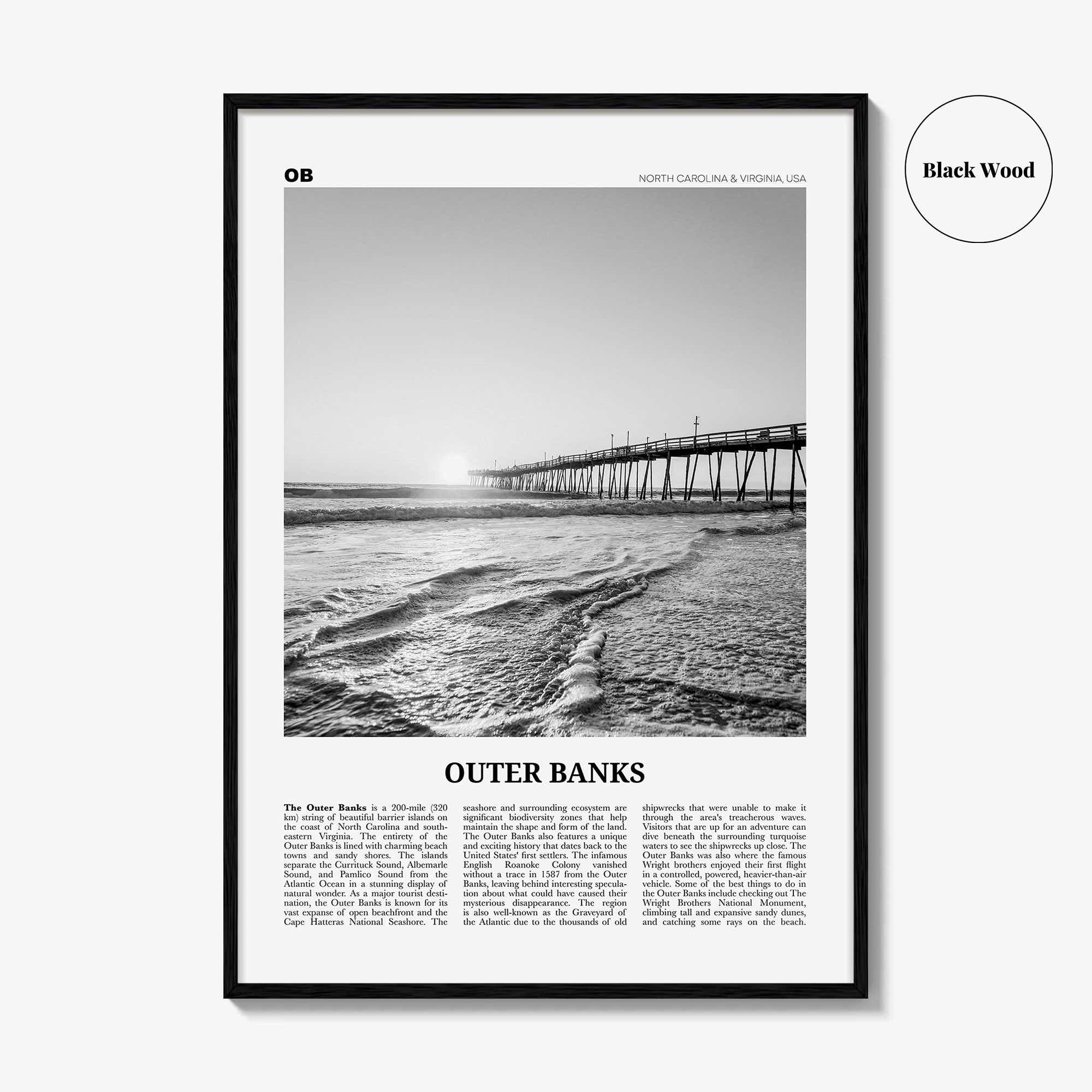Outer Banks Print Black and White, Outer Banks Wall Art, Outer Banks Poster, Outer Banks Photo, North Carolina, USA, United States