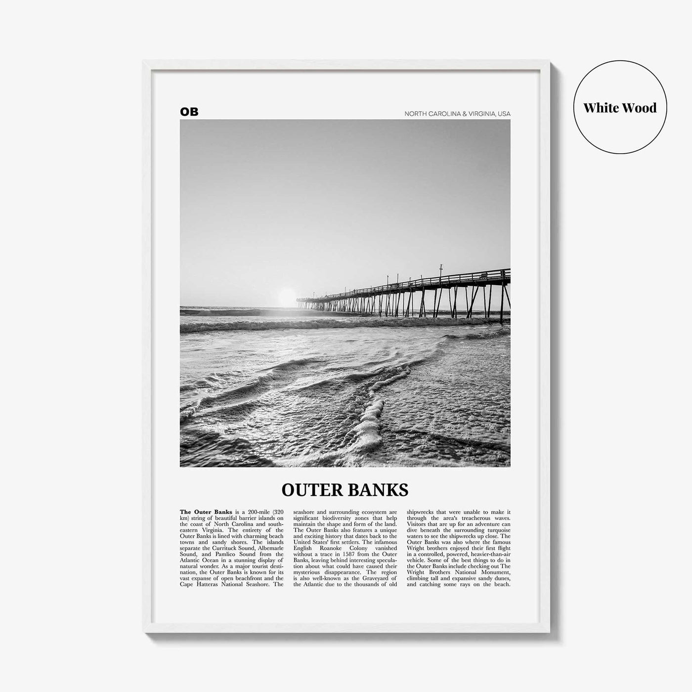 Outer Banks Print Black and White, Outer Banks Wall Art, Outer Banks Poster, Outer Banks Photo, North Carolina, USA, United States