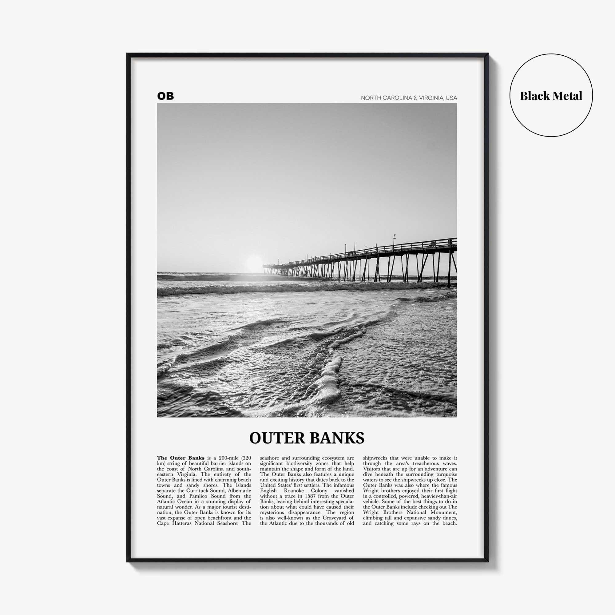 Outer Banks Print Black and White, Outer Banks Wall Art, Outer Banks Poster, Outer Banks Photo, North Carolina, USA, United States