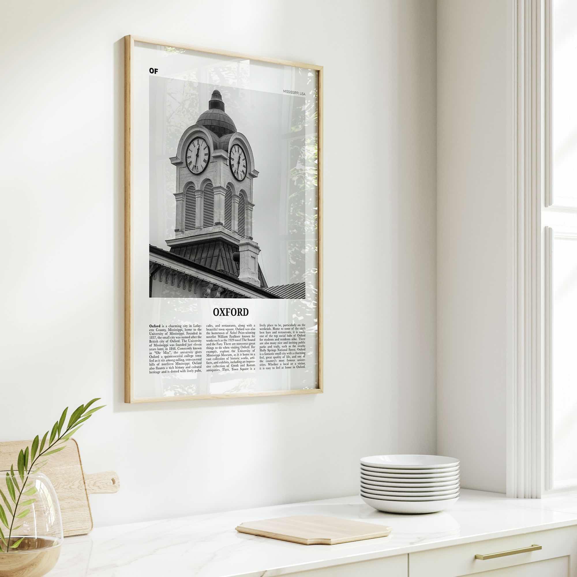 Oxford Print Black and White Mississippi, Oxford Wall Art, Oxford Poster, Oxford Photo, Oxford Wall Décor, Oxford Map, USA