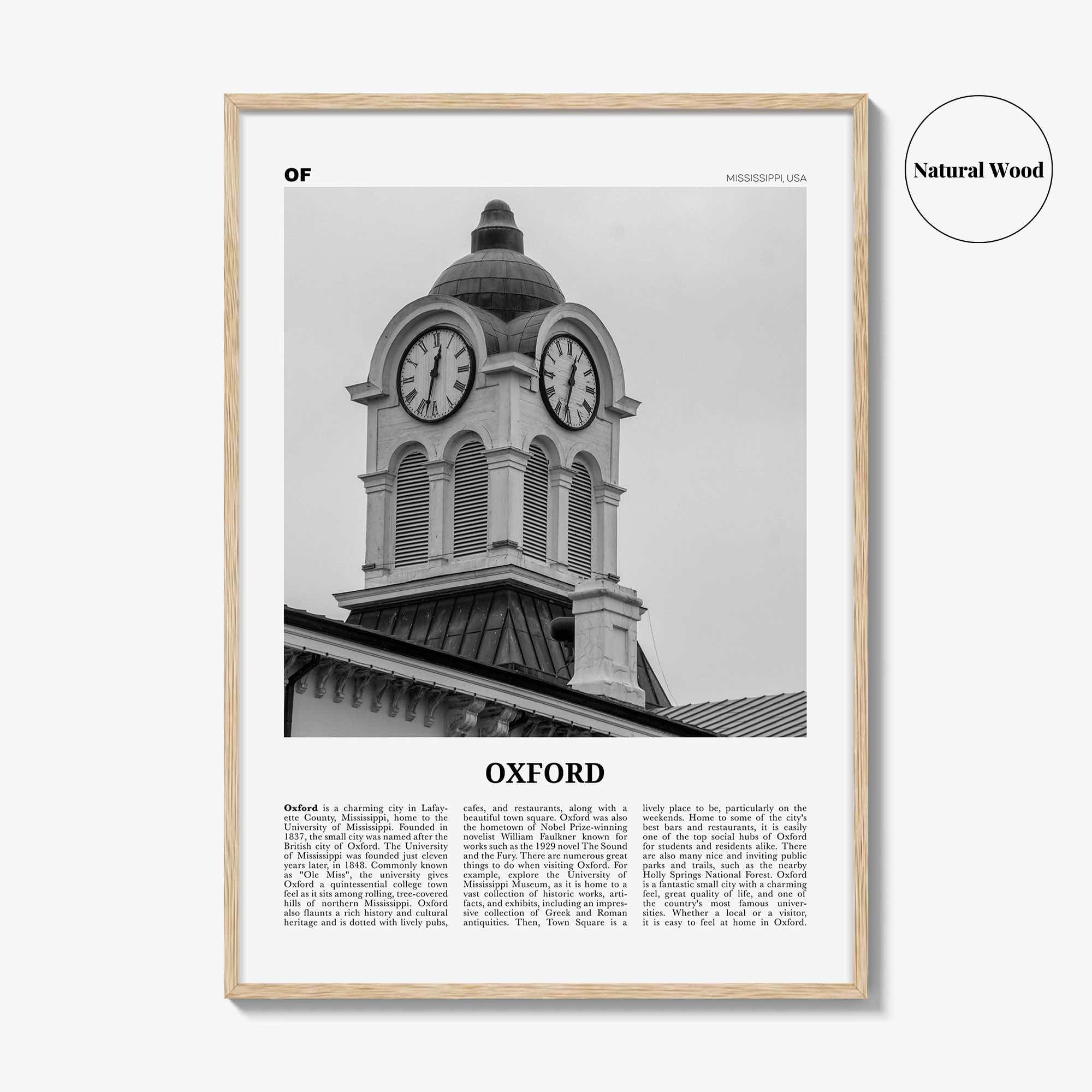 Oxford Print Black and White Mississippi, Oxford Wall Art, Oxford Poster, Oxford Photo, Oxford Wall Décor, Oxford Map, USA