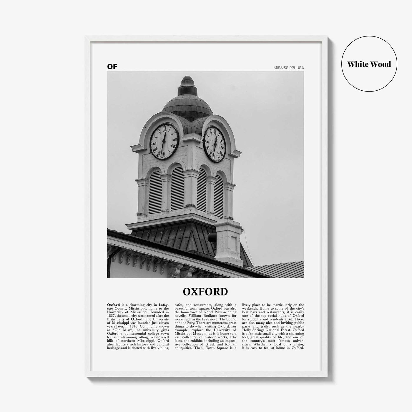 Oxford Print Black and White Mississippi, Oxford Wall Art, Oxford Poster, Oxford Photo, Oxford Wall Décor, Oxford Map, USA