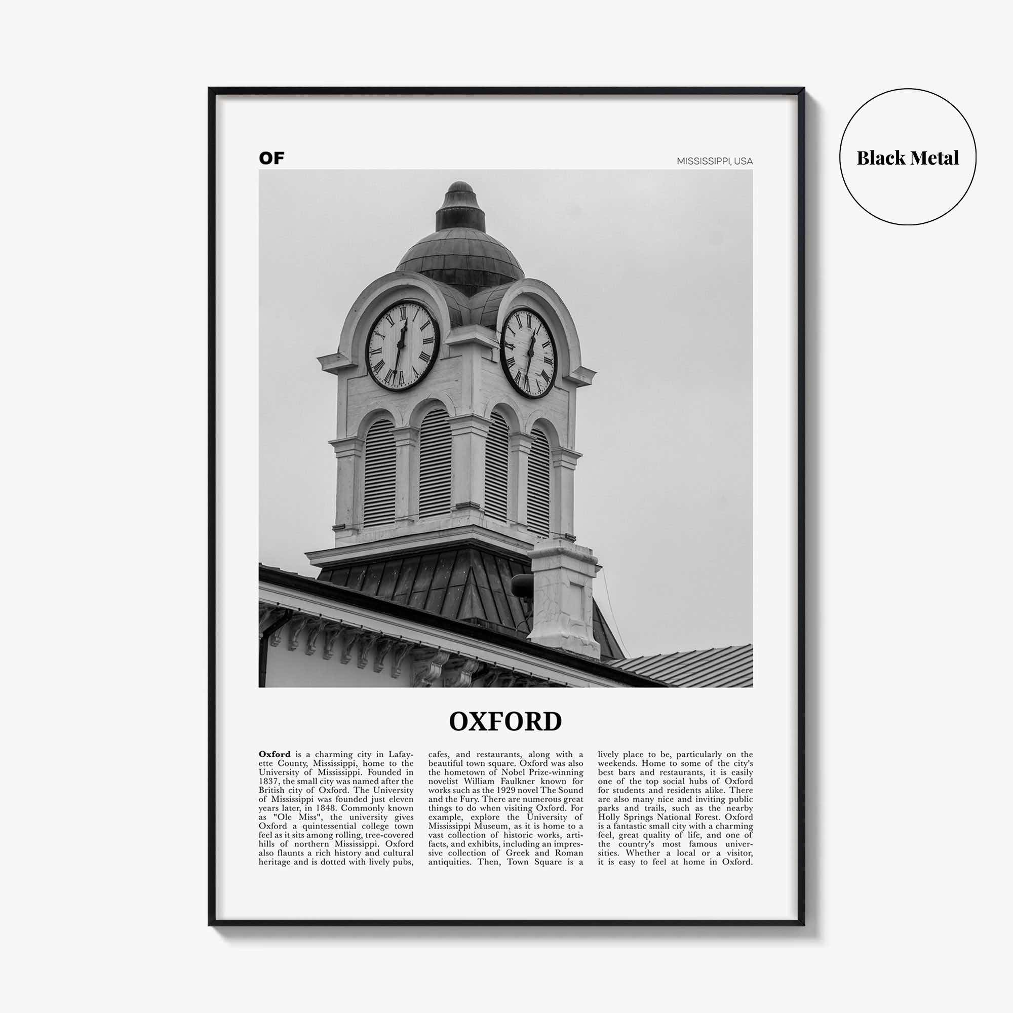 Oxford Print Black and White Mississippi, Oxford Wall Art, Oxford Poster, Oxford Photo, Oxford Wall Décor, Oxford Map, USA