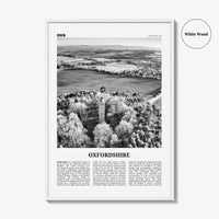 Oxfordshire Print Black and White, Oxfordshire Wall Art, Oxfordshire Poster, Oxfordshire Photo, Oxfordshire Map, England, UK, United Kingdom