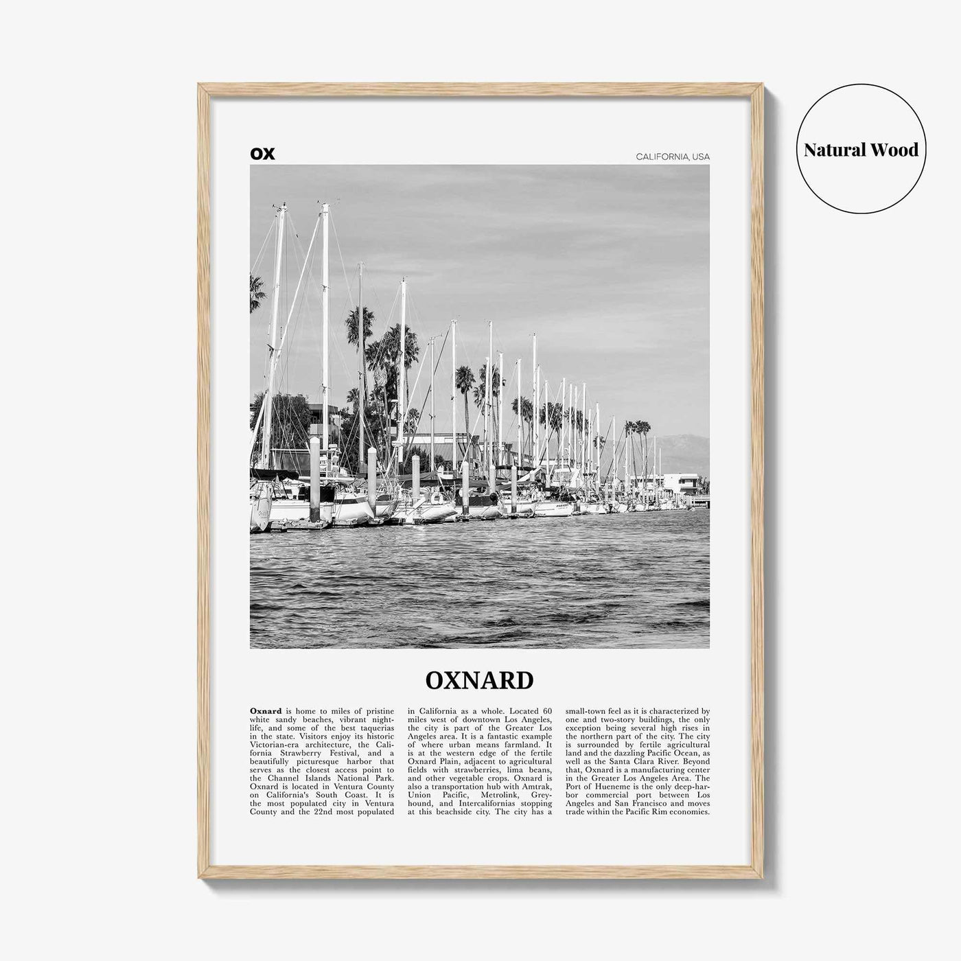 Oxnard Print Black and White, Oxnard Wall Art, Oxnard Poster, Oxnard Photo, Oxnard Wall Decor, California, USA, United States, North America