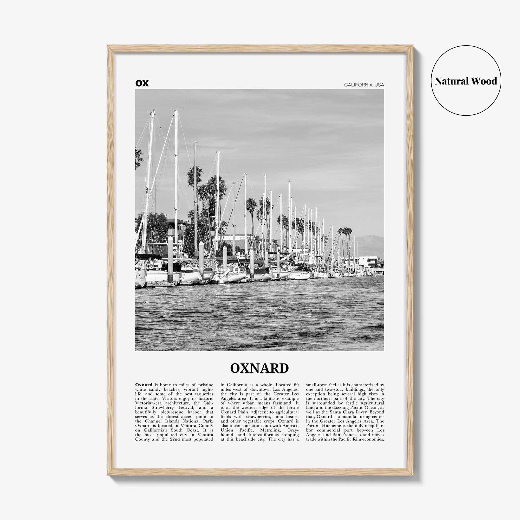 Oxnard Print Black and White, Oxnard Wall Art, Oxnard Poster, Oxnard Photo, Oxnard Wall Decor, California, USA, United States, North America
