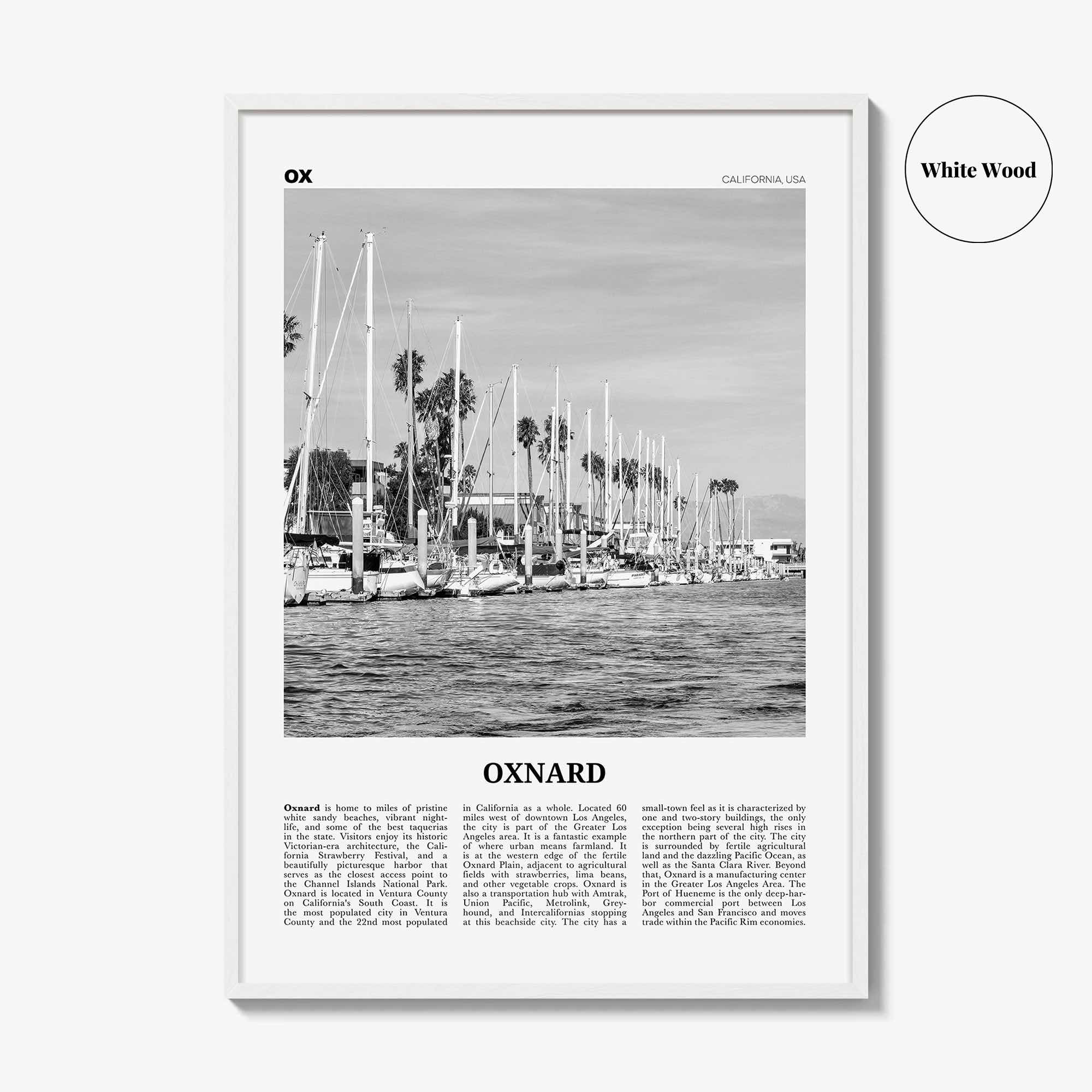 Oxnard Print Black and White, Oxnard Wall Art, Oxnard Poster, Oxnard Photo, Oxnard Wall Decor, California, USA, United States, North America
