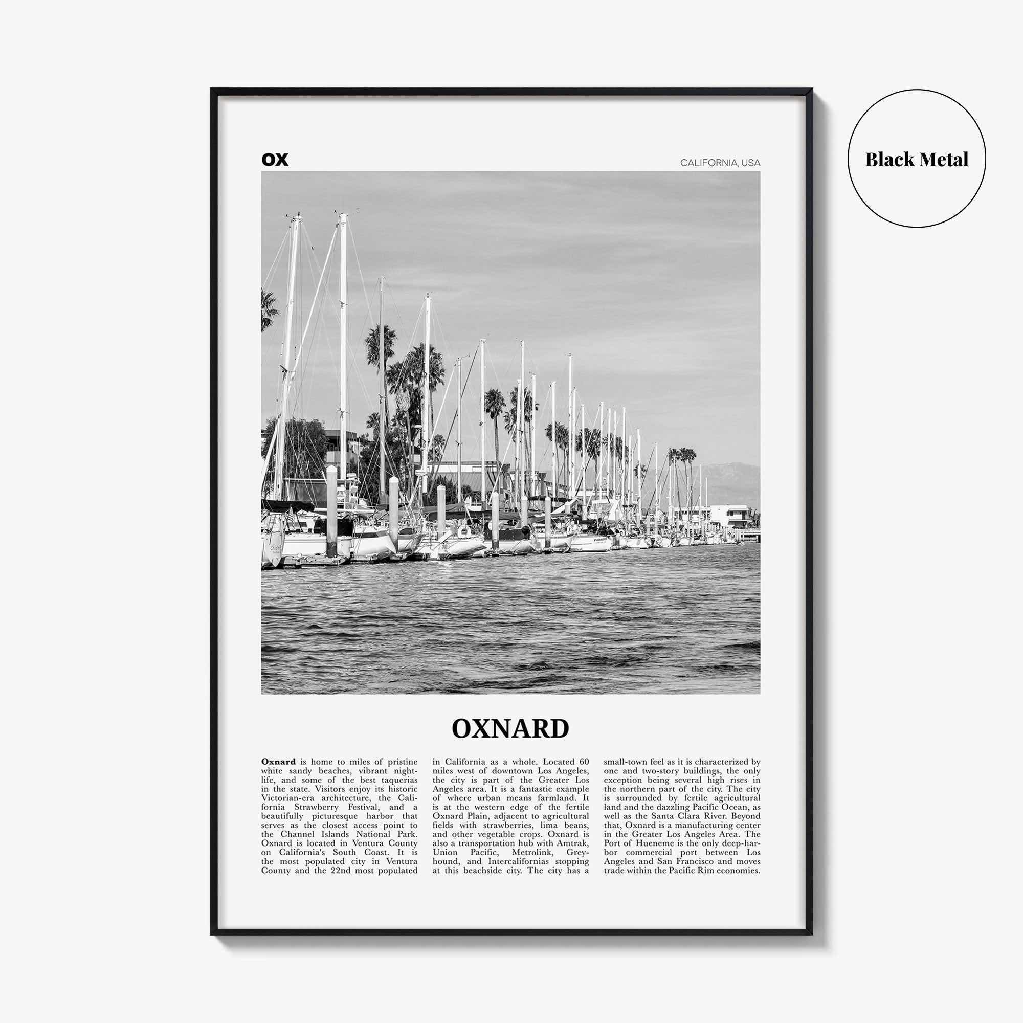Oxnard Print Black and White, Oxnard Wall Art, Oxnard Poster, Oxnard Photo, Oxnard Wall Decor, California, USA, United States, North America