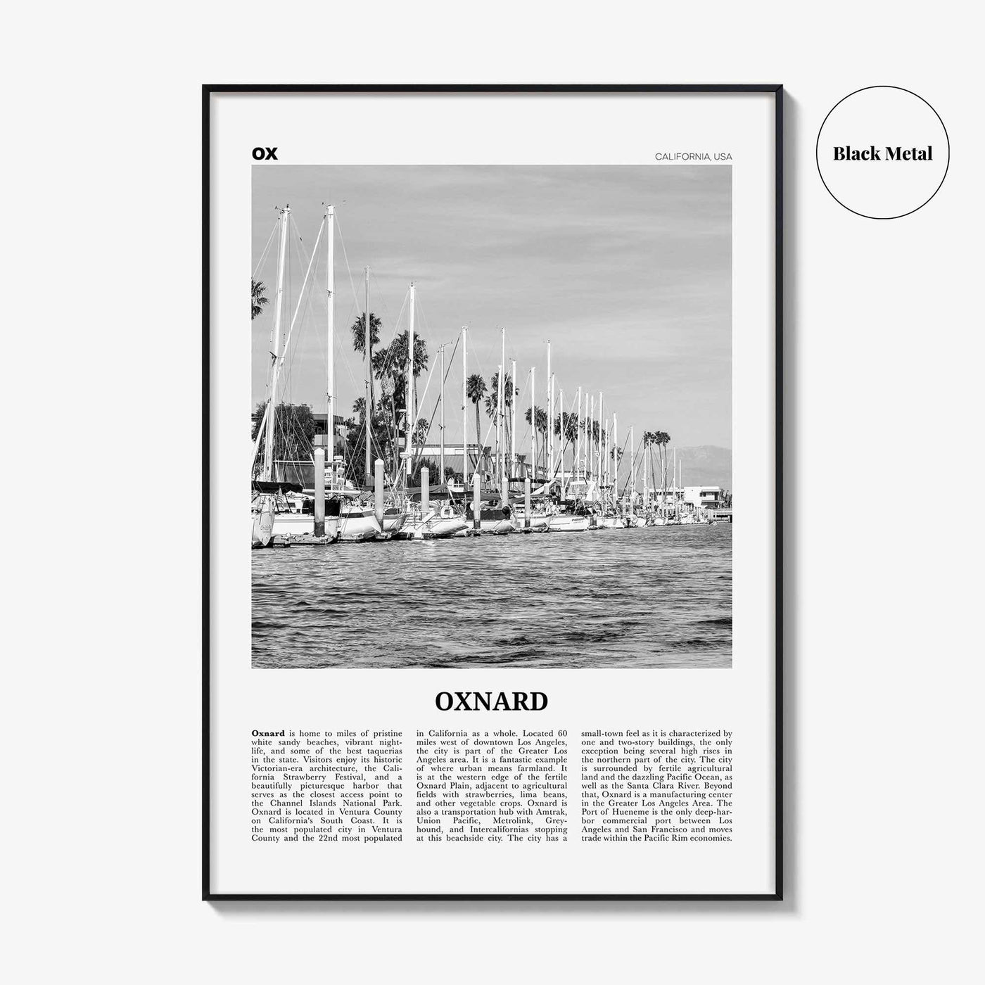Oxnard Print Black and White, Oxnard Wall Art, Oxnard Poster, Oxnard Photo, Oxnard Wall Decor, California, USA, United States, North America