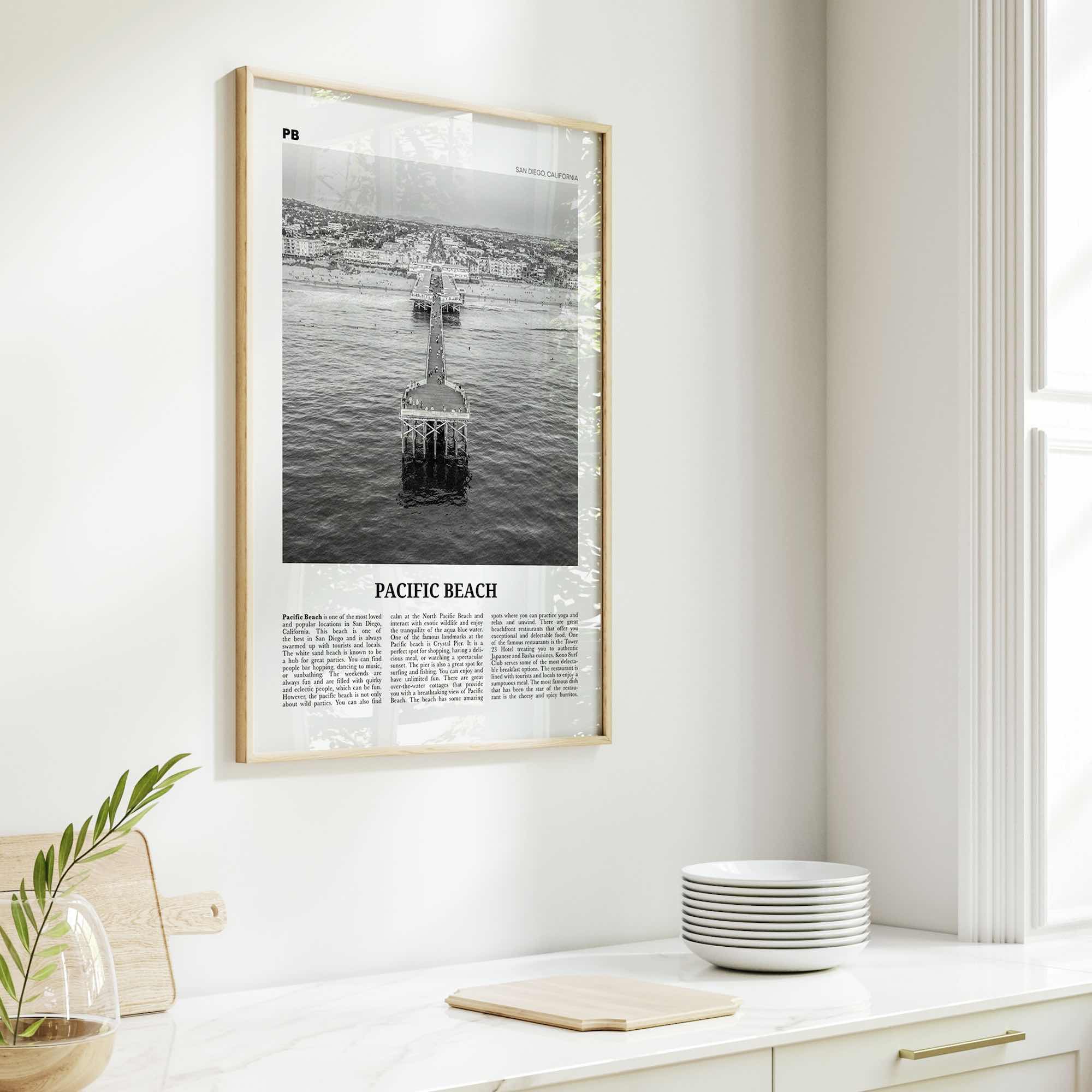 Pacific Beach Print Black and White No 1, Pacific Beach Wall Art, Pacific Beach Poster, Pacific Beach Photo, San Diego, California, USA