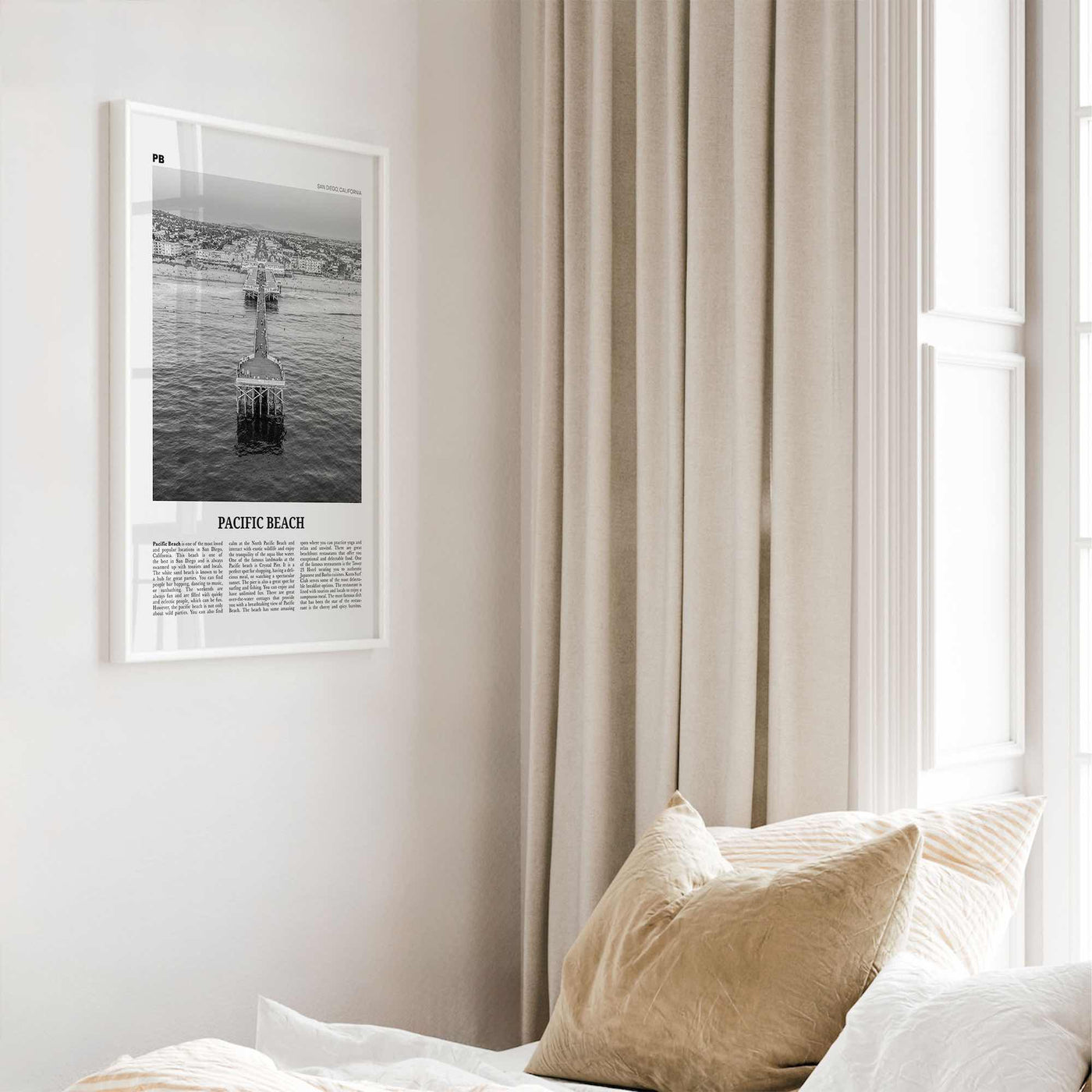 Pacific Beach Print Black and White No 1, Pacific Beach Wall Art, Pacific Beach Poster, Pacific Beach Photo, San Diego, California, USA