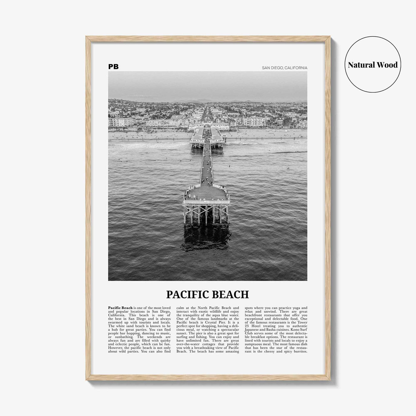 Pacific Beach Print Black and White No 1, Pacific Beach Wall Art, Pacific Beach Poster, Pacific Beach Photo, San Diego, California, USA