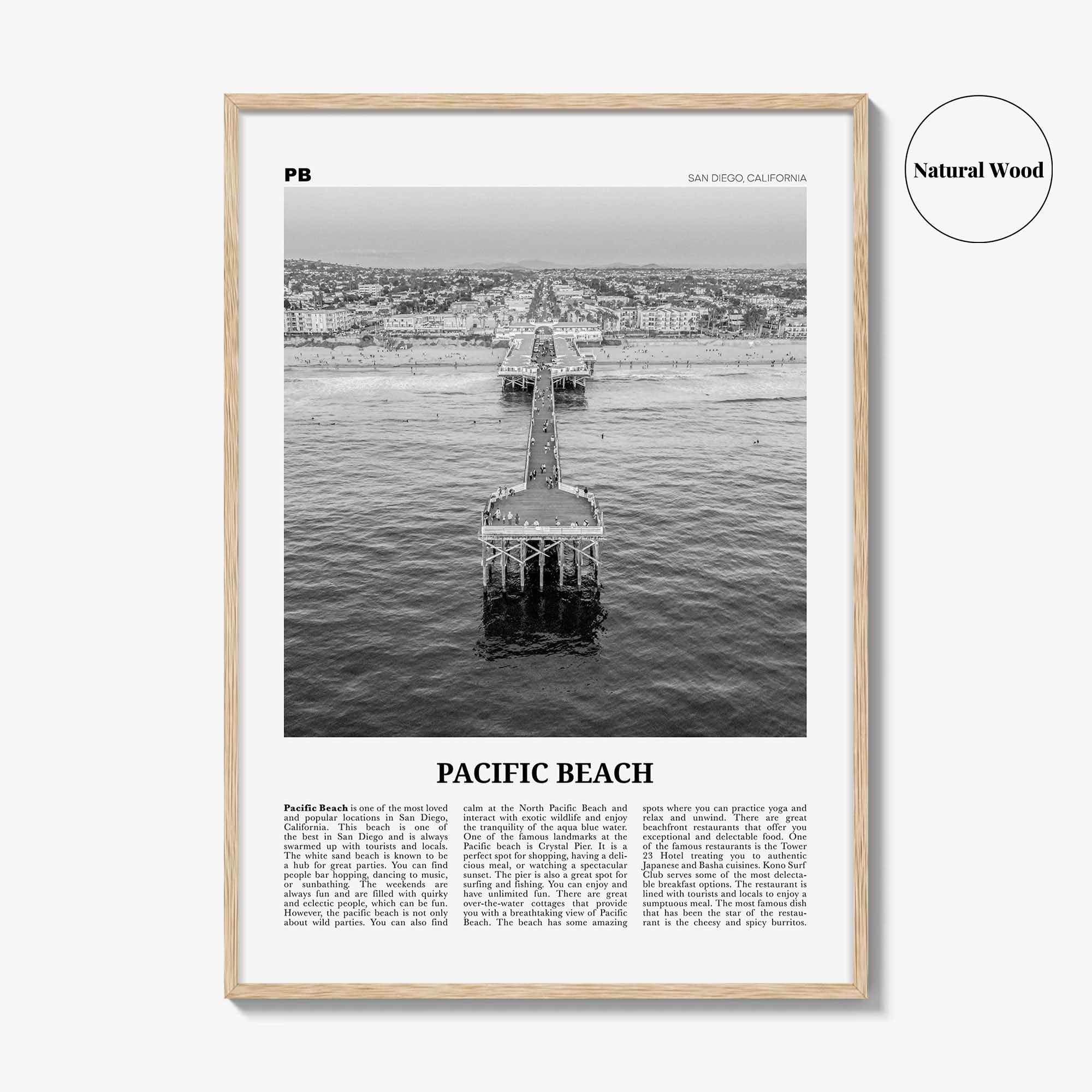 Pacific Beach Print Black and White No 1, Pacific Beach Wall Art, Pacific Beach Poster, Pacific Beach Photo, San Diego, California, USA