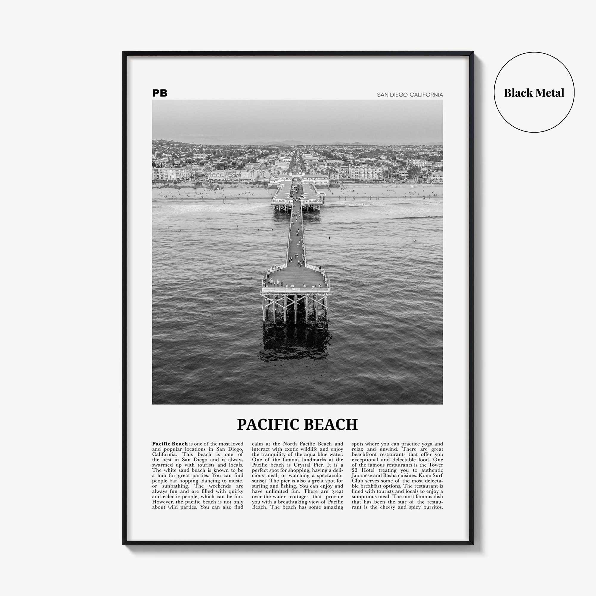 Pacific Beach Print Black and White No 1, Pacific Beach Wall Art, Pacific Beach Poster, Pacific Beach Photo, San Diego, California, USA