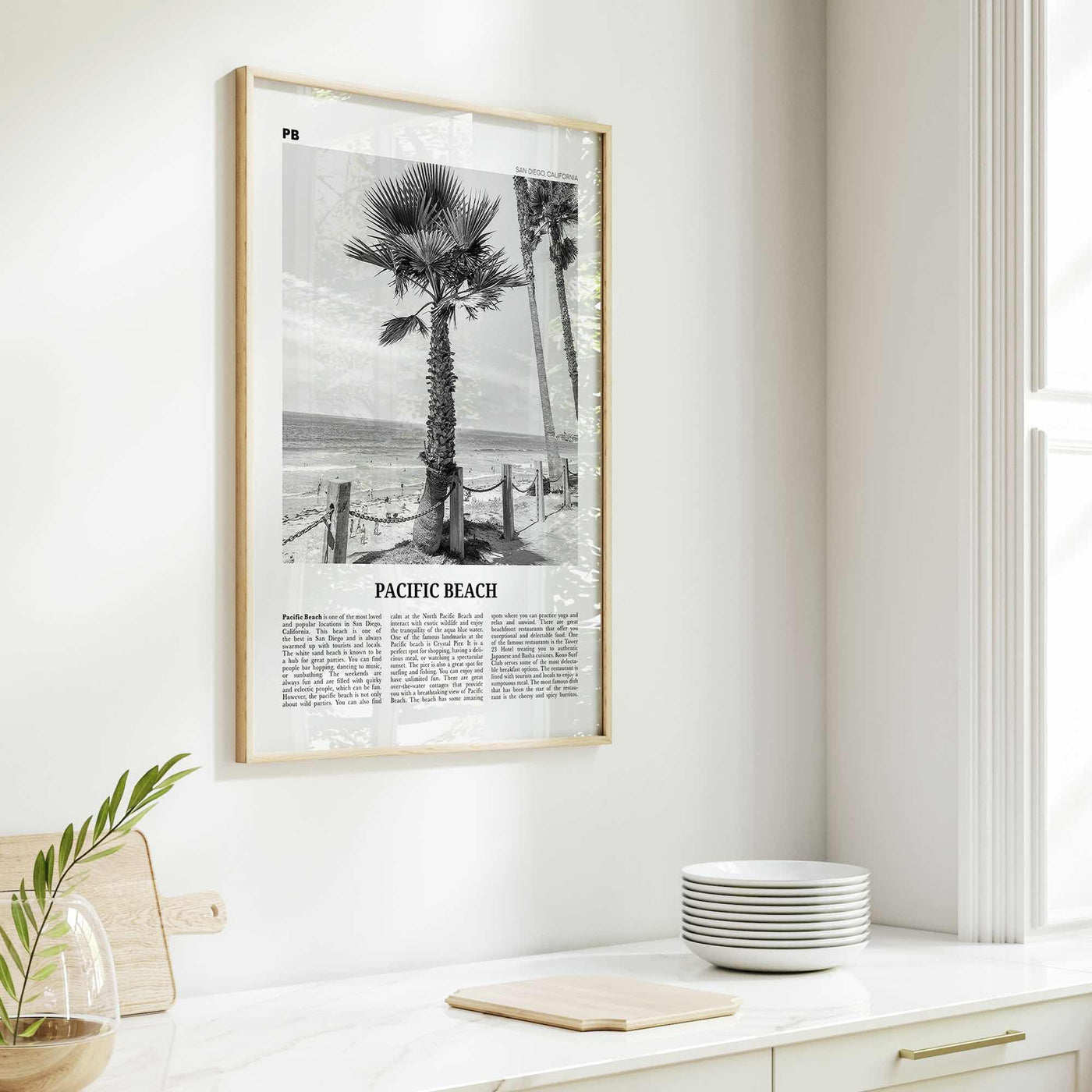 Pacific Beach Print Black and White No 2, Pacific Beach Wall Art, Pacific Beach Poster, Pacific Beach Photo, San Diego, California, USA