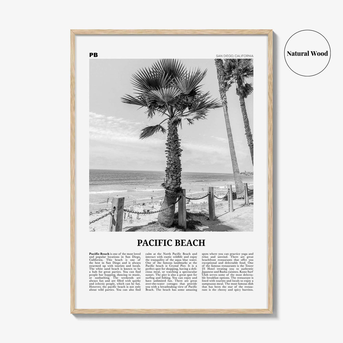 Pacific Beach Print Black and White No 2, Pacific Beach Wall Art, Pacific Beach Poster, Pacific Beach Photo, San Diego, California, USA