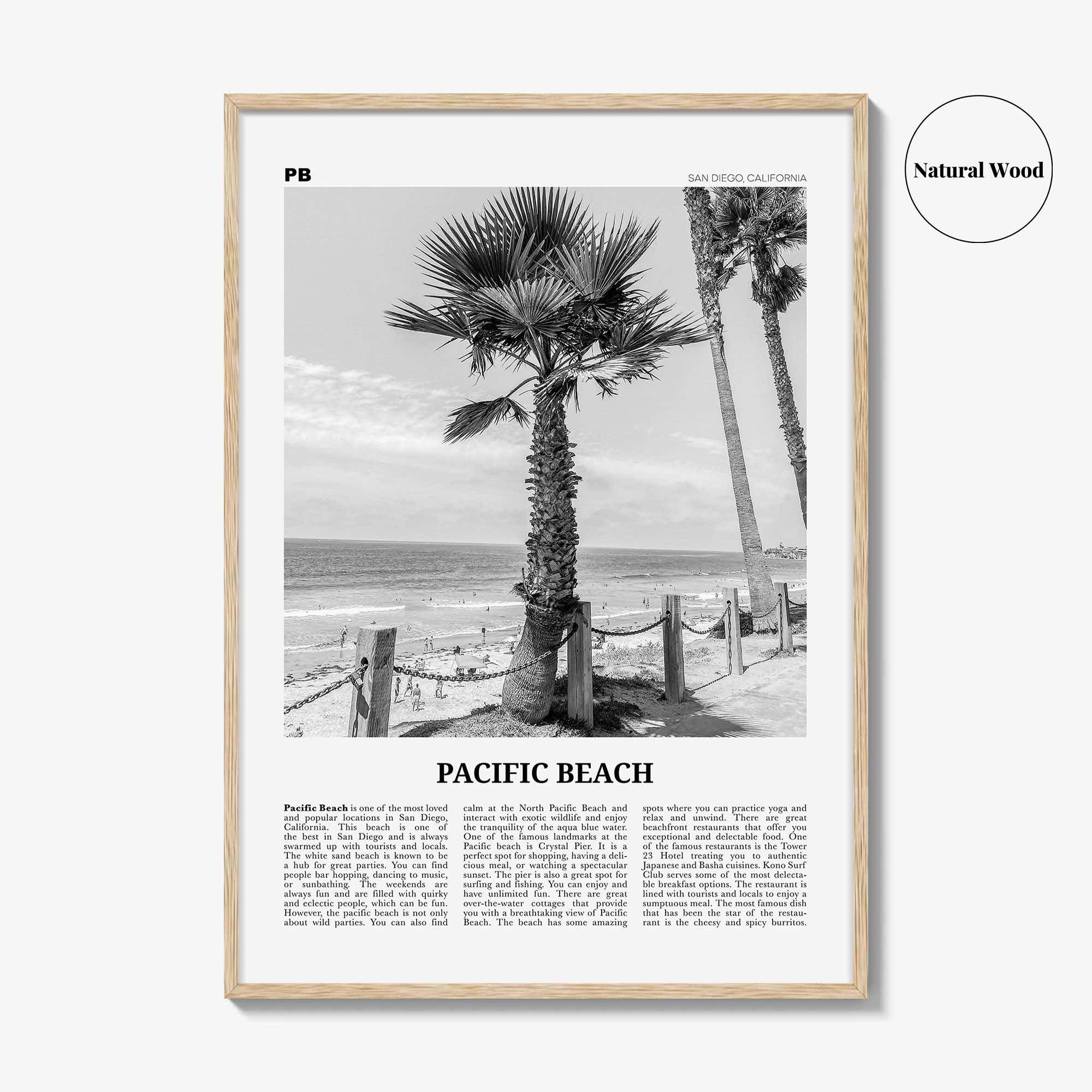 Pacific Beach Print Black and White No 2, Pacific Beach Wall Art, Pacific Beach Poster, Pacific Beach Photo, San Diego, California, USA
