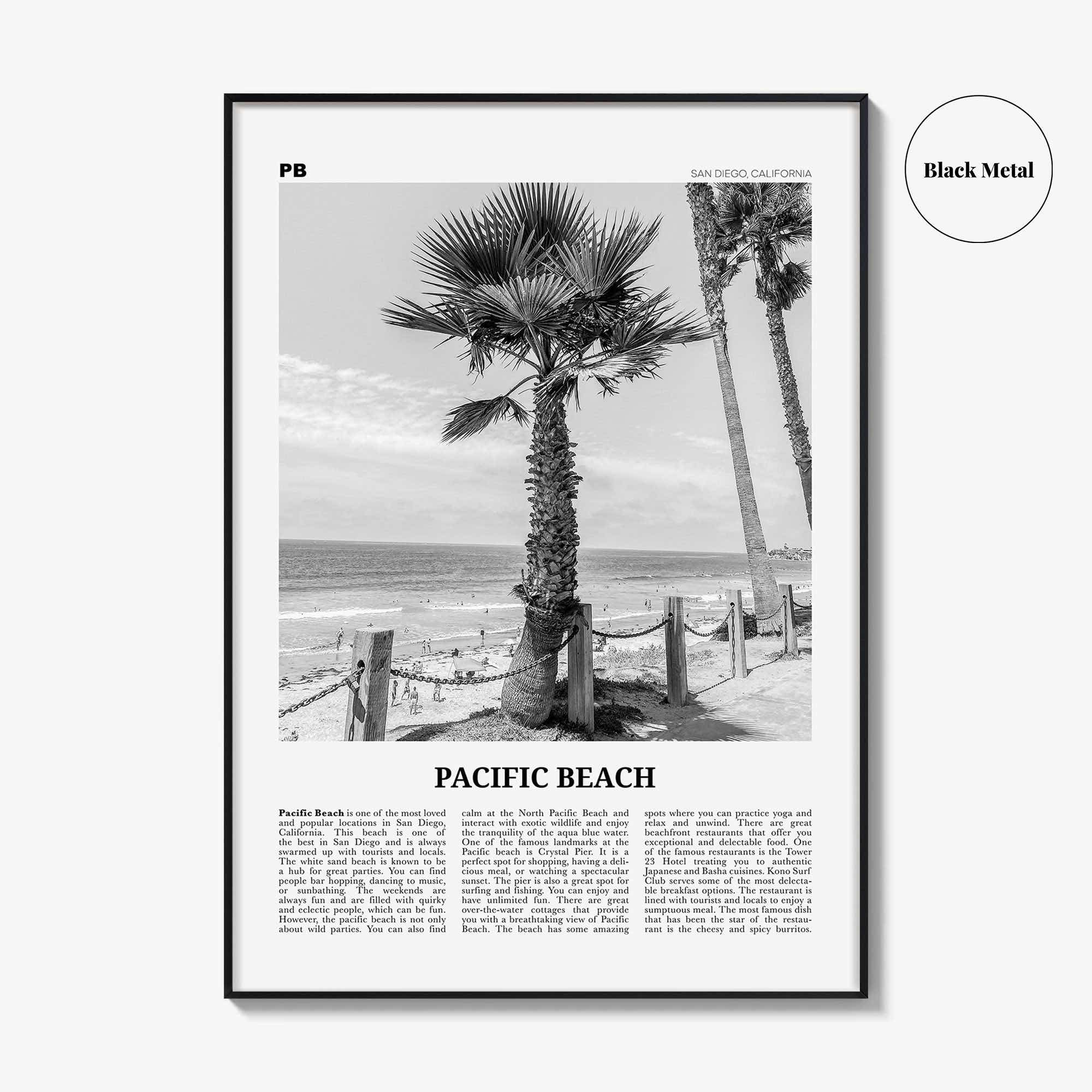 Pacific Beach Print Black and White No 2, Pacific Beach Wall Art, Pacific Beach Poster, Pacific Beach Photo, San Diego, California, USA