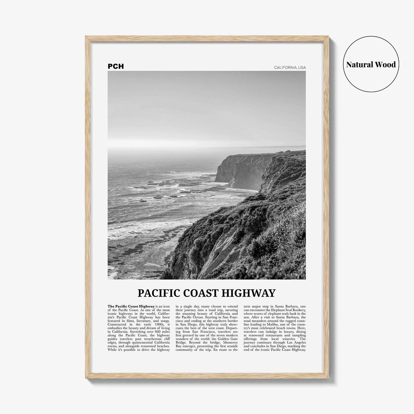 Pacific Coast Highway Print Black and White No 1, Pacific Coast Highway Wall Art, Pacific Coast Highway Poster, Pacific Coast Highway Photo