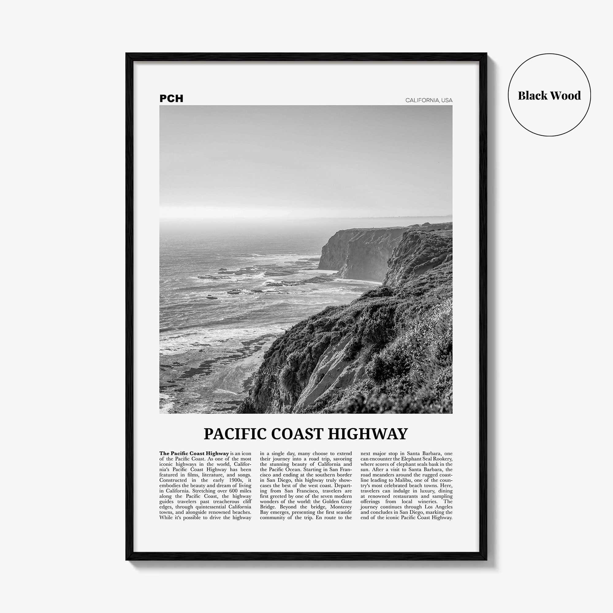 Pacific Coast Highway Print Black and White No 1, Pacific Coast Highway Wall Art, Pacific Coast Highway Poster, Pacific Coast Highway Photo